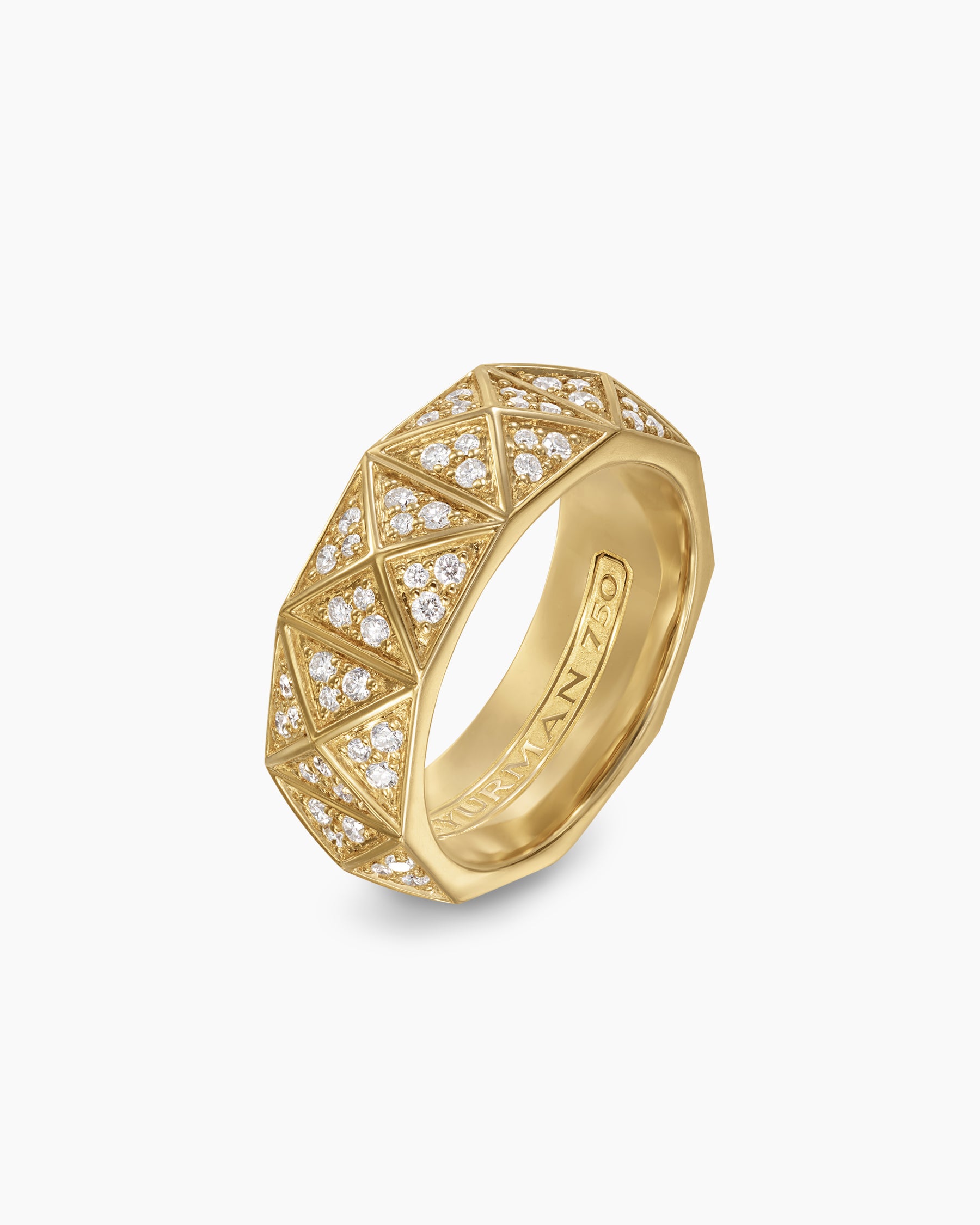 Pyramid Band Ring in 18K Yellow Gold with Diamonds, 8mm - Image 3