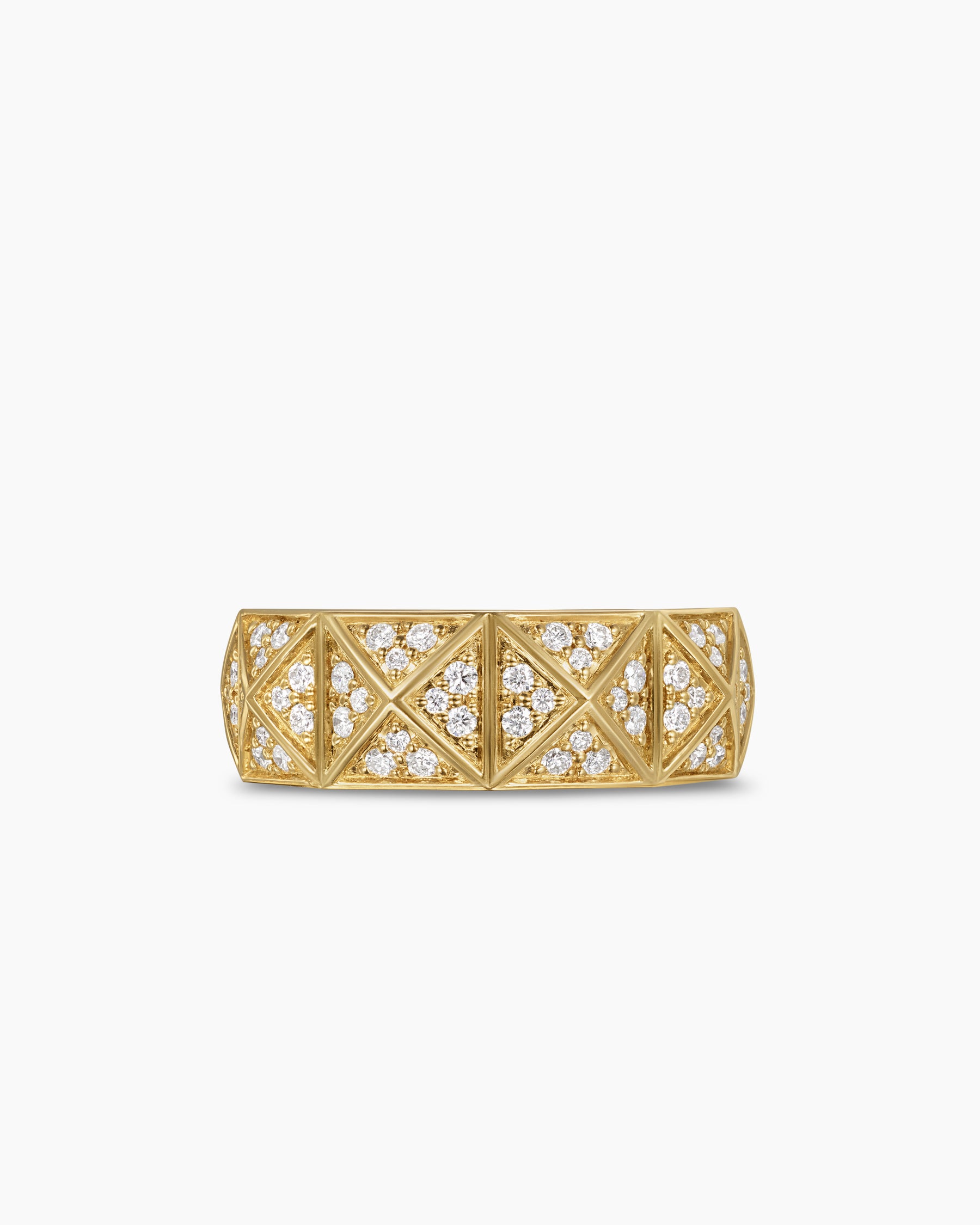 Pyramid Band Ring in 18K Yellow Gold with Diamonds, 8mm - Image 4