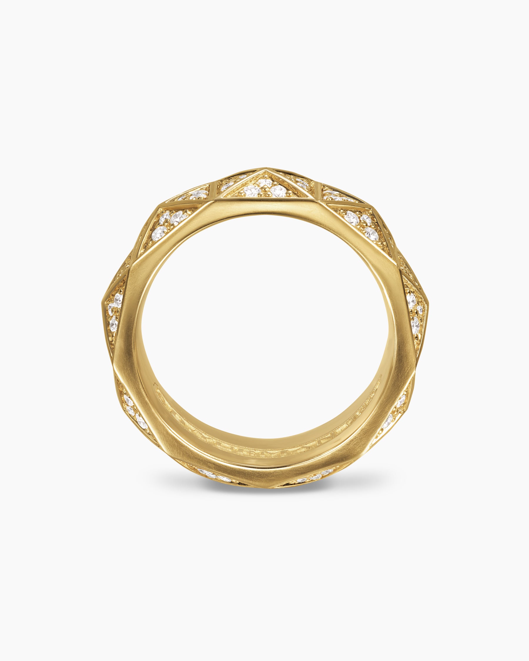 Pyramid Band Ring in 18K Yellow Gold with Diamonds, 8mm - Image 5