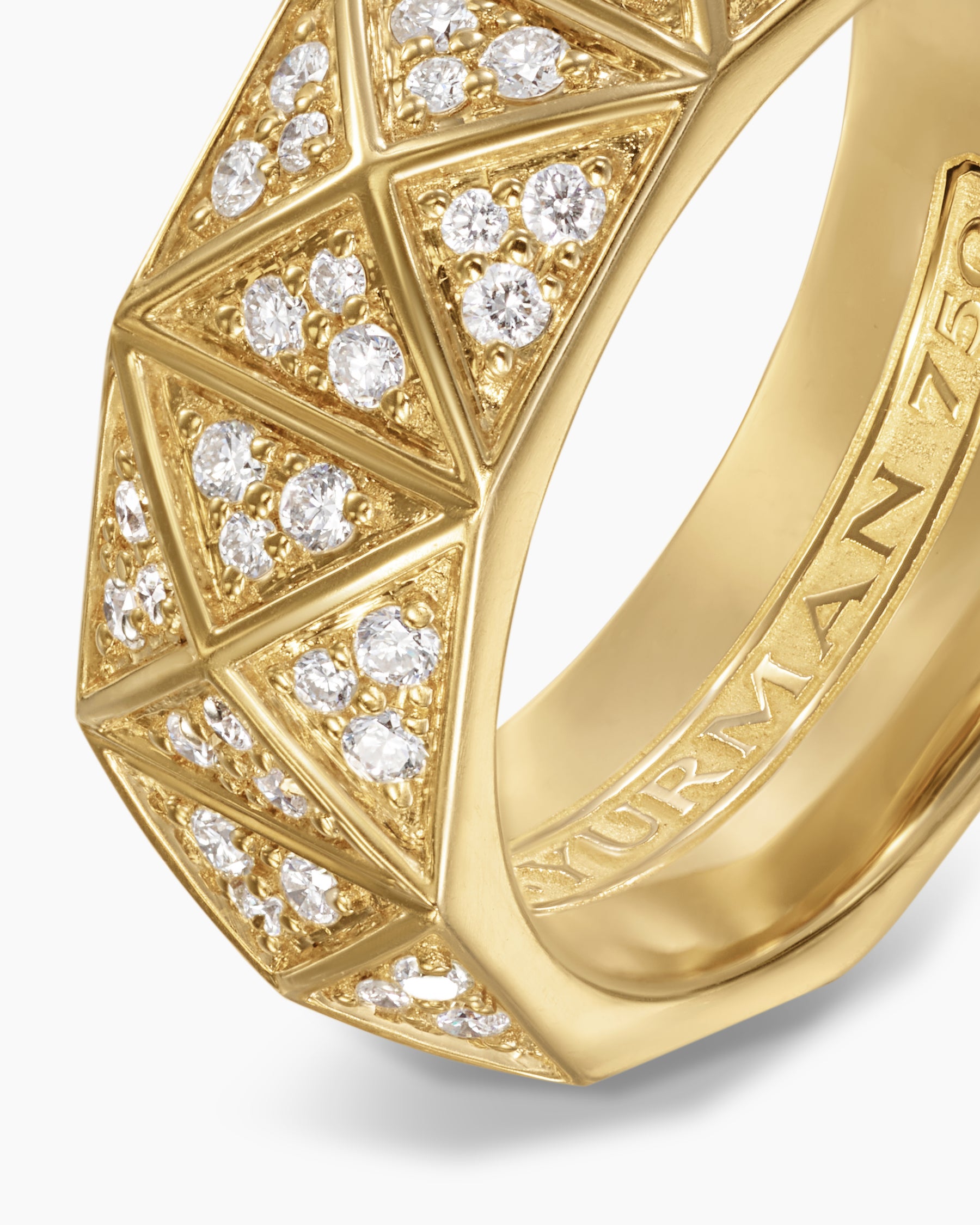 Pyramid Band Ring in 18K Yellow Gold with Diamonds, 8mm - Image 6