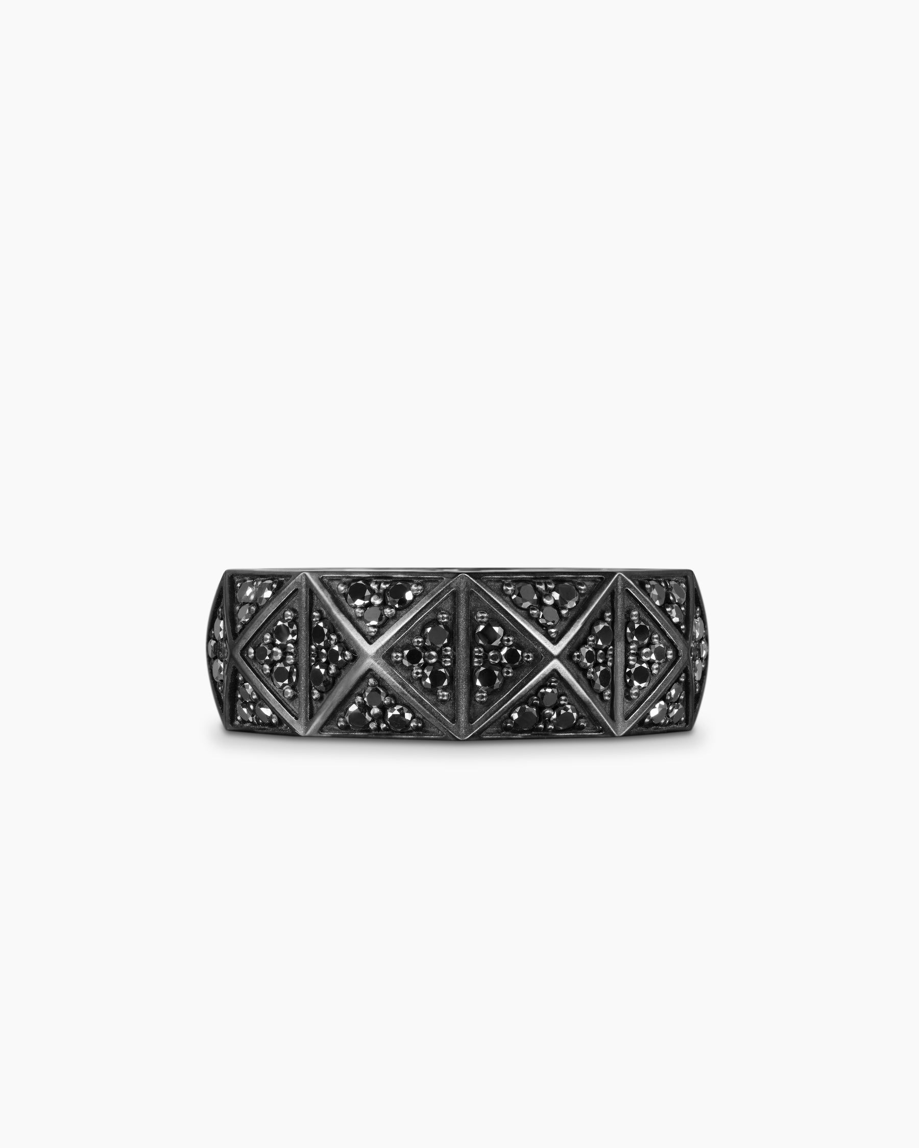 Pyramid Band Ring in Black Titanium with Black Diamonds, 8mm - Image 4