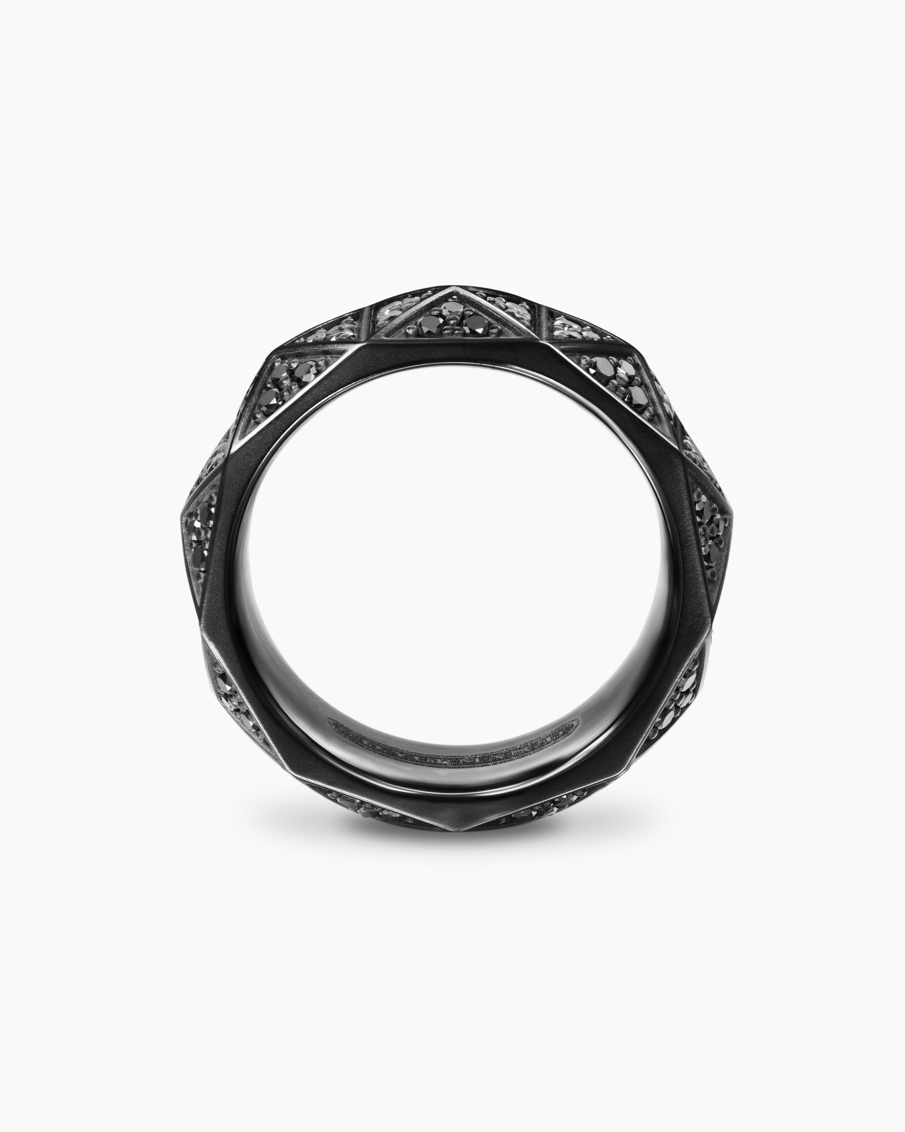 Pyramid Band Ring in Black Titanium with Black Diamonds, 8mm - Image 5