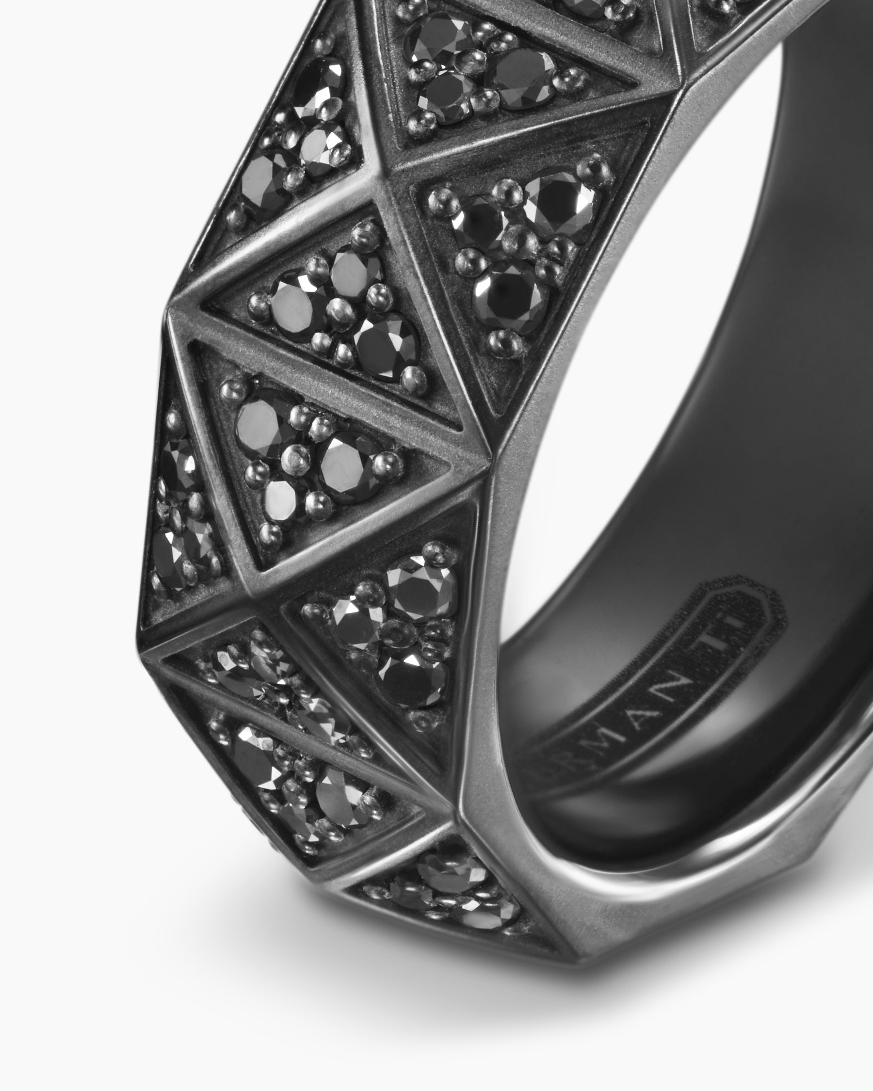Pyramid Band Ring in Black Titanium with Black Diamonds, 8mm - Image 6