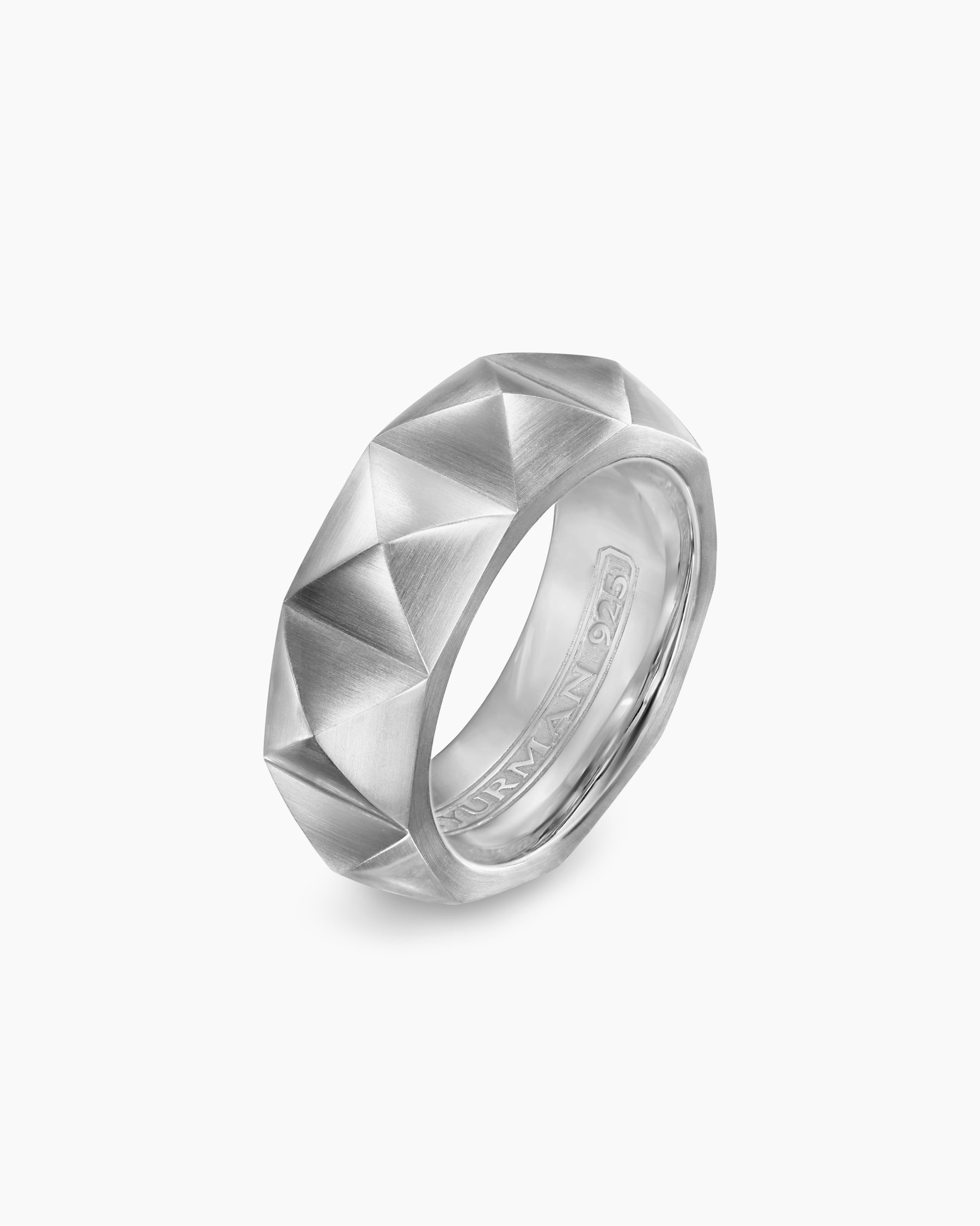 Pyramid Band Ring in Sterling Silver, 8mm - Image 3