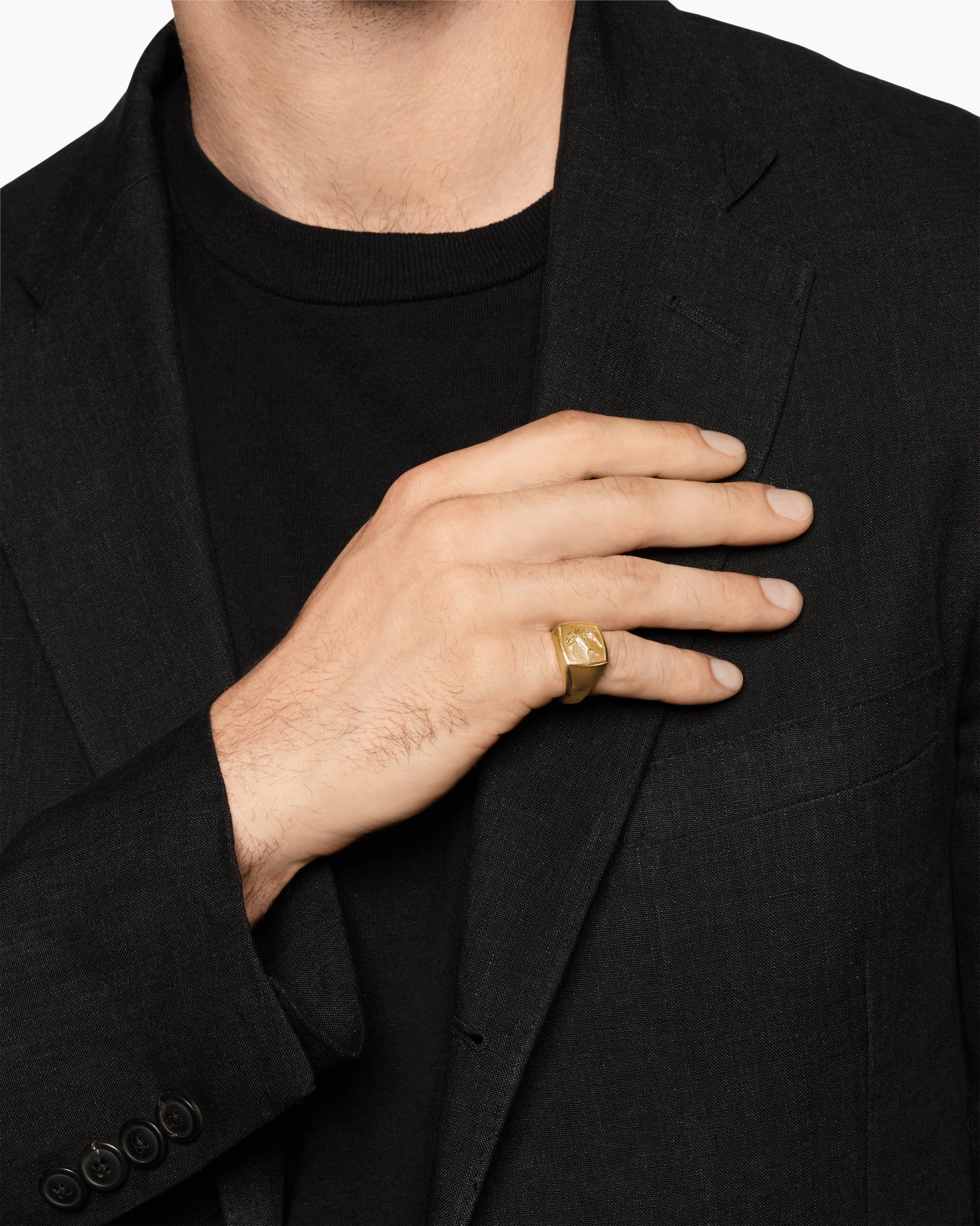 Alternative view of Waves Bird Pinky Ring in 18K Yellow Gold, 14mm