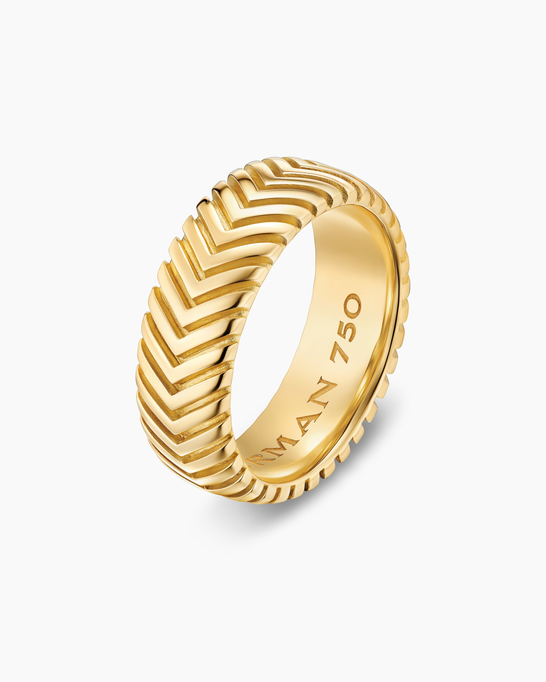 Chevron Band Ring in 18K Yellow Gold, 8mm - Image 3