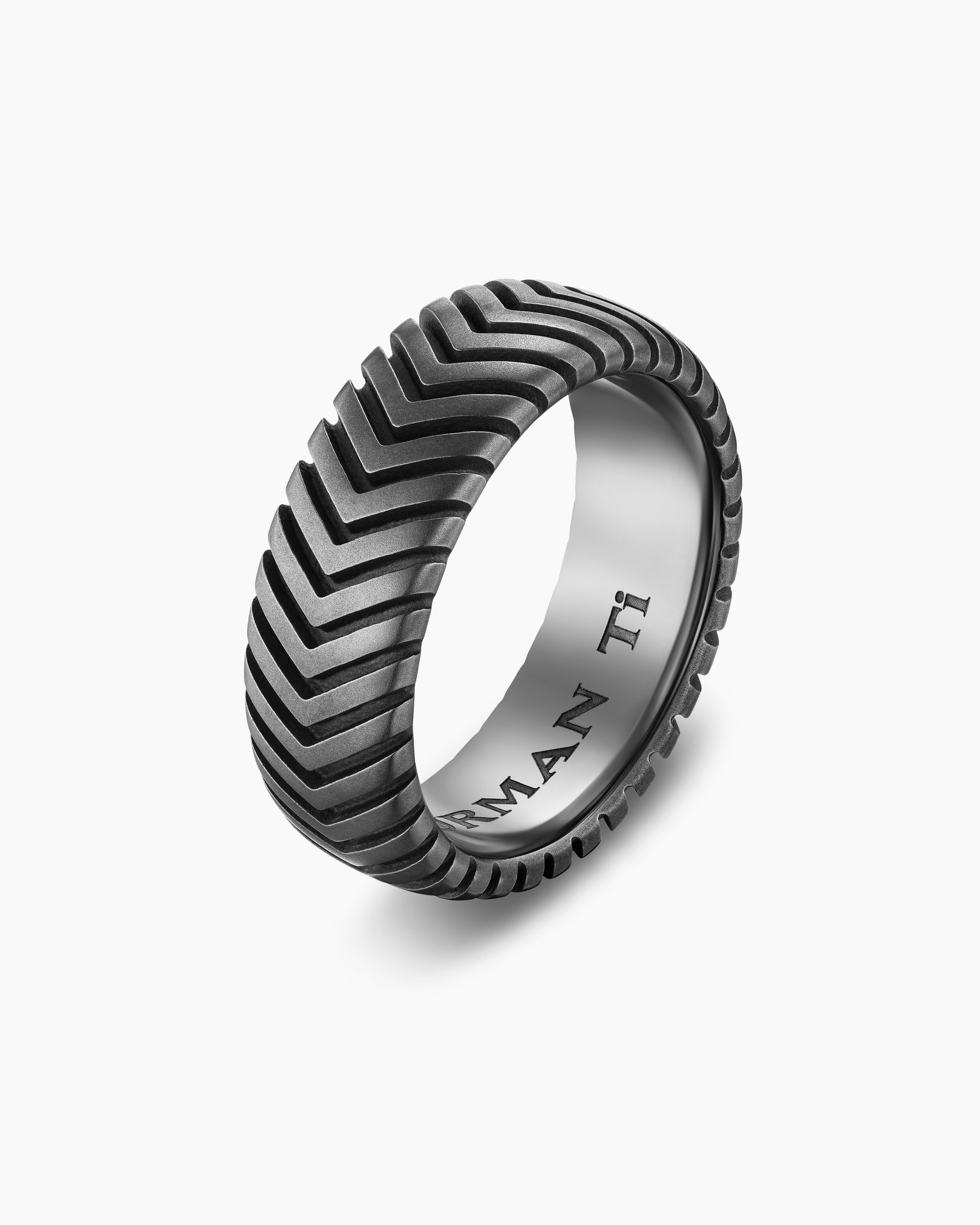 Chevron Band Ring in Anthracite Titanium, 8mm - Image 3