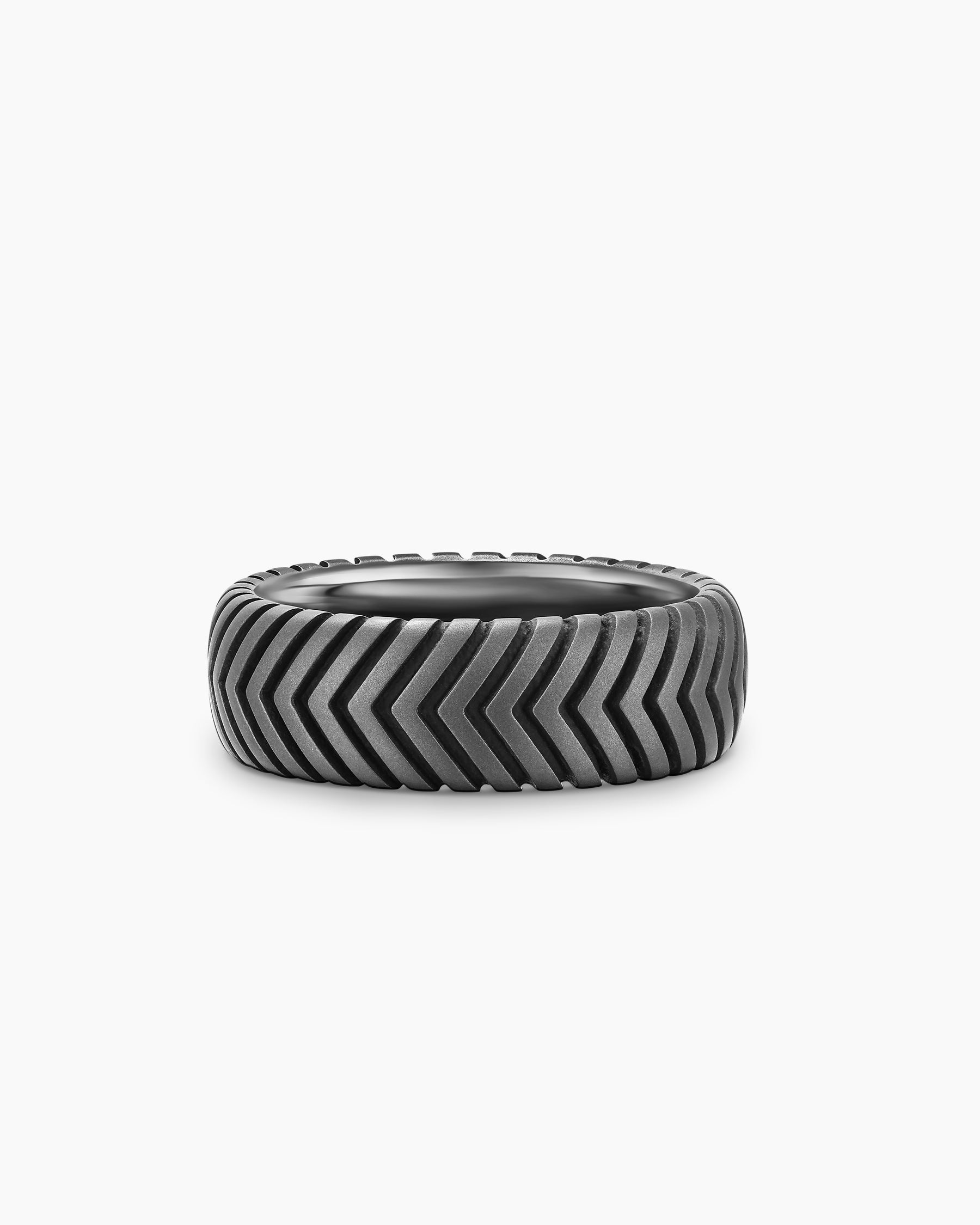 Chevron Band Ring in Anthracite Titanium, 8mm