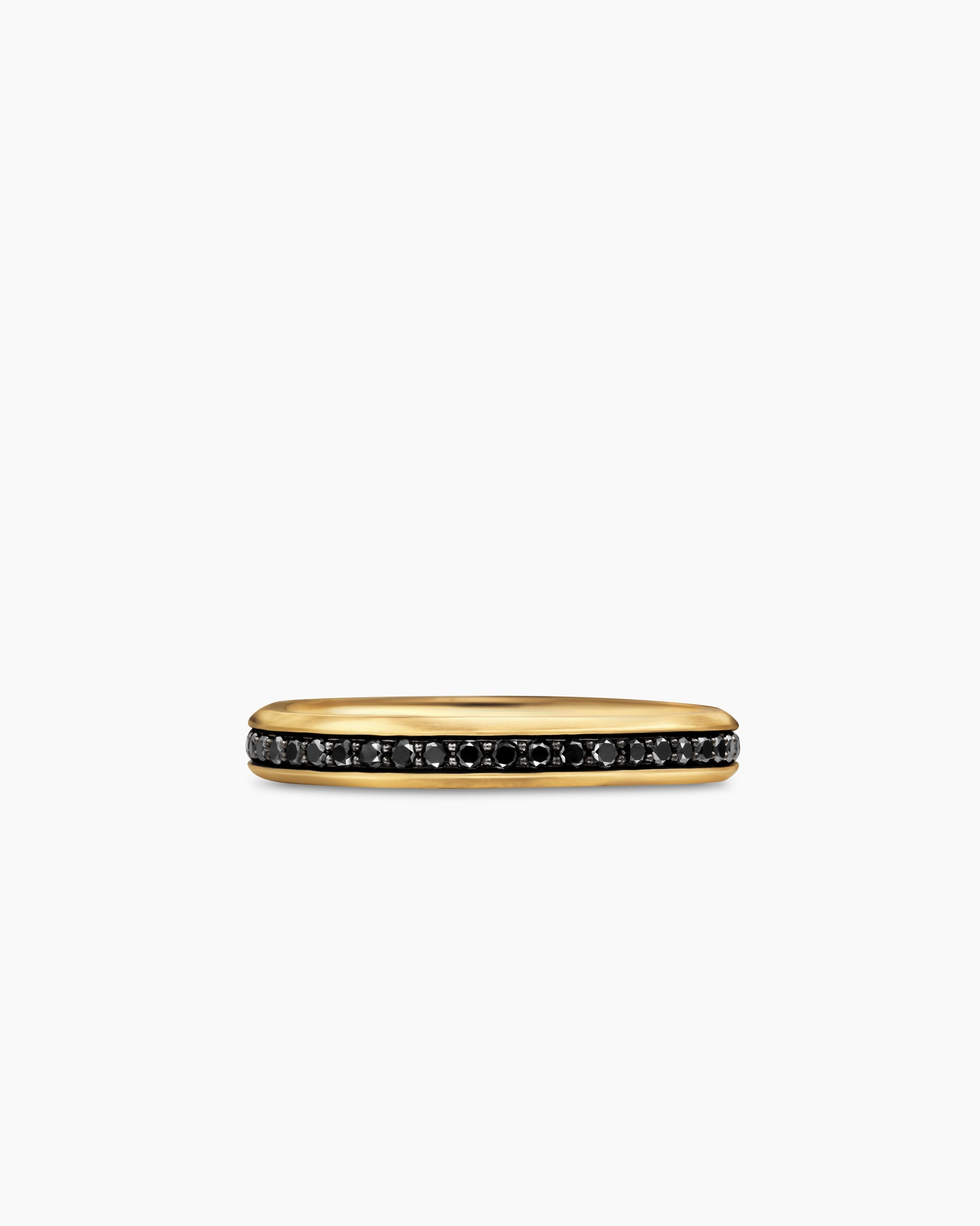 Beveled Band Ring in 18K Yellow Gold with Black Diamonds, 3.5mm - Image 4