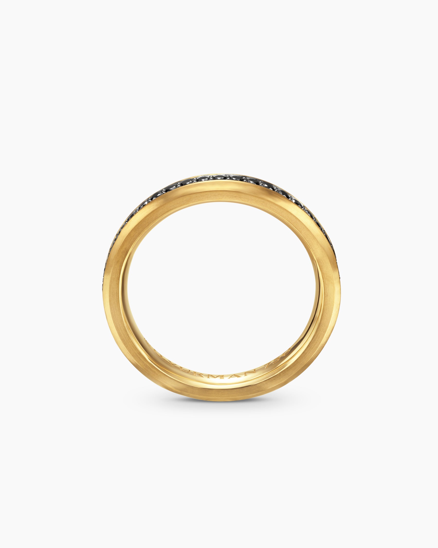 Beveled Band Ring in 18K Yellow Gold with Black Diamonds, 3.5mm - Image 5