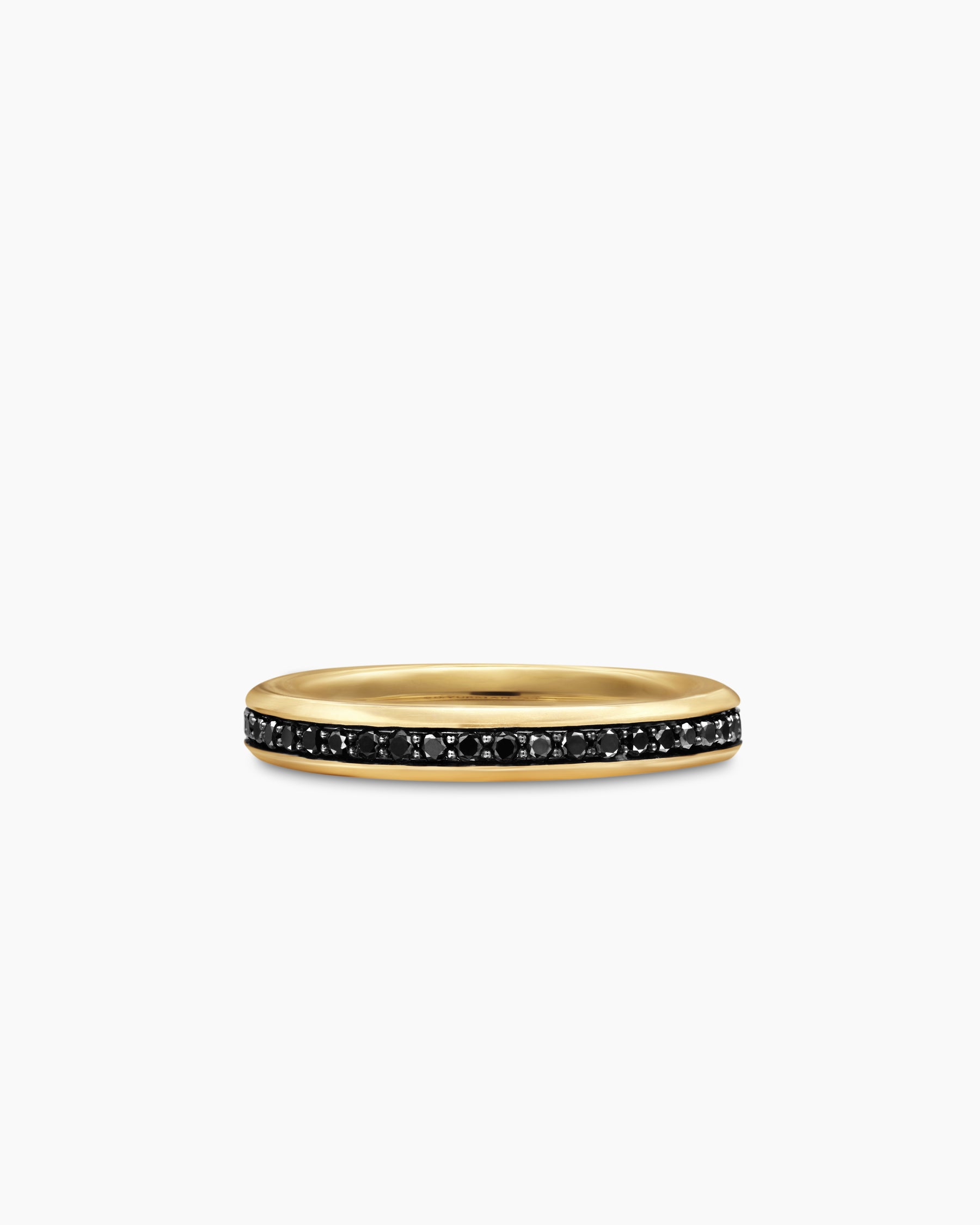Beveled Band Ring in 18K Yellow Gold with Black Diamonds, 3.5mm