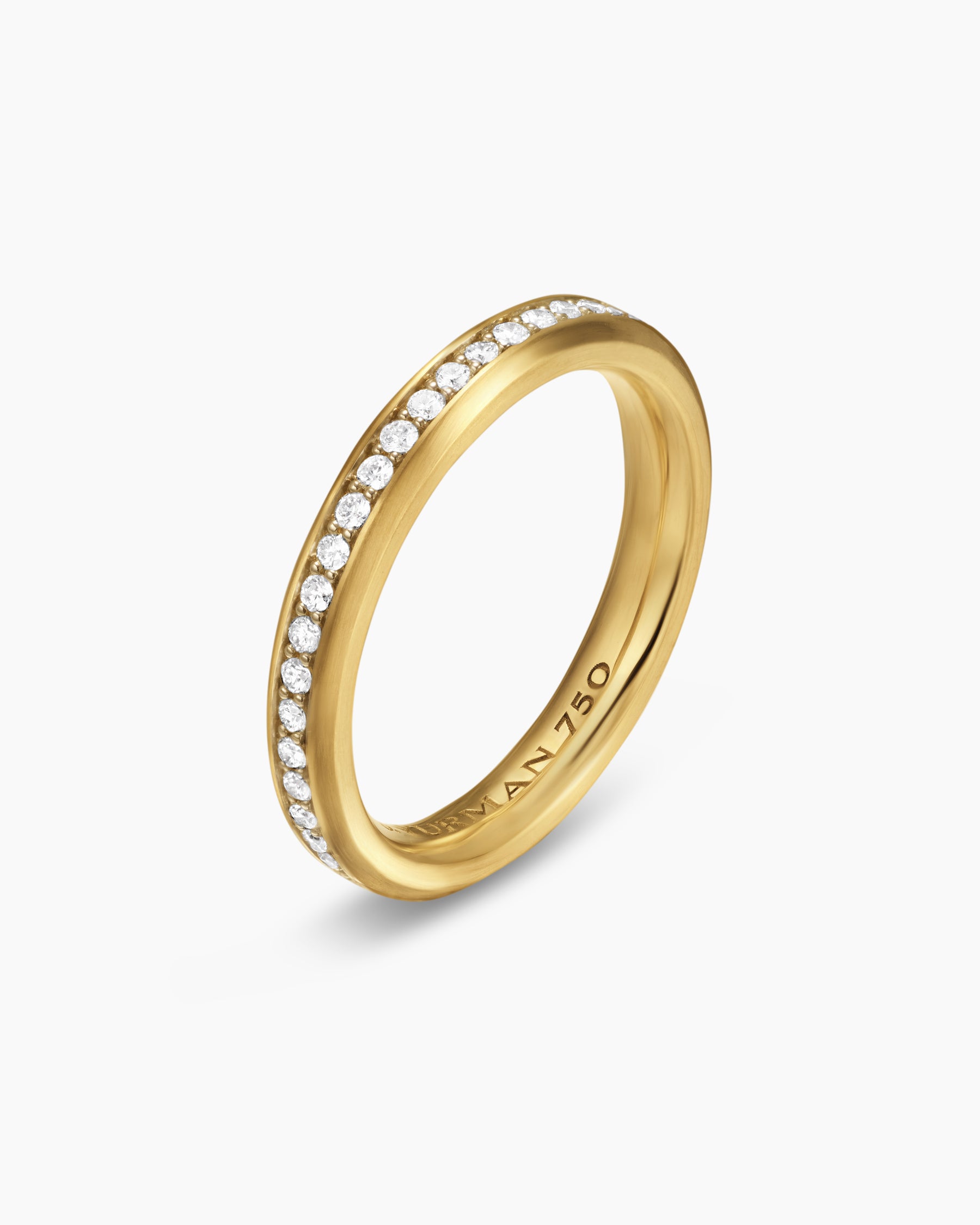 Beveled Band Ring in 18K Yellow Gold with Diamonds, 3.5mm - Image 3