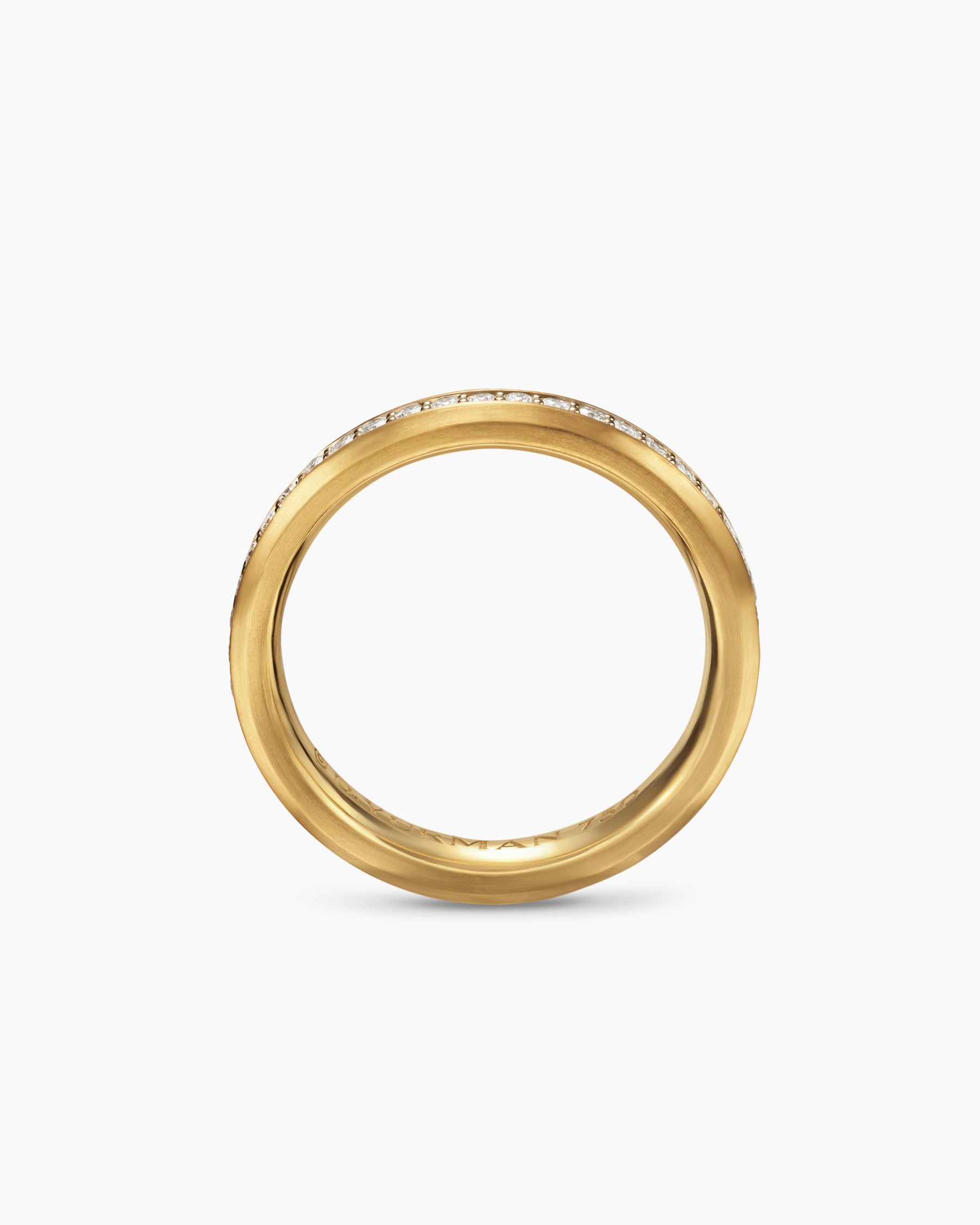 Beveled Band Ring in 18K Yellow Gold with Diamonds, 3.5mm - Image 5
