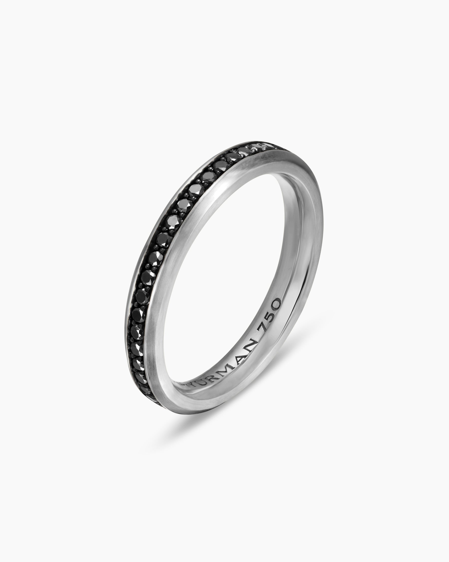 Beveled Band Ring in 18K White Gold with Black Diamonds, 3.5mm - Image 3