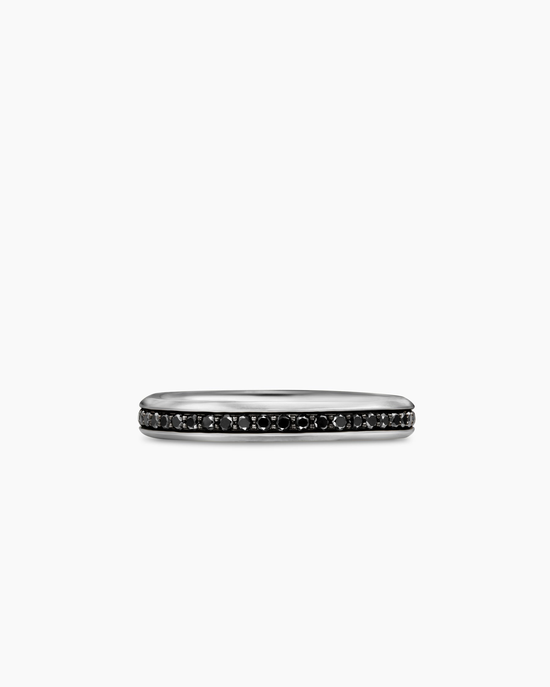 Beveled Band Ring in 18K White Gold with Black Diamonds, 3.5mm - Image 4