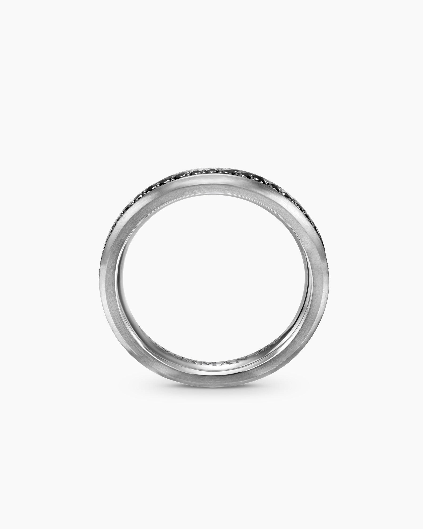 Beveled Band Ring in 18K White Gold with Black Diamonds, 3.5mm - Image 5