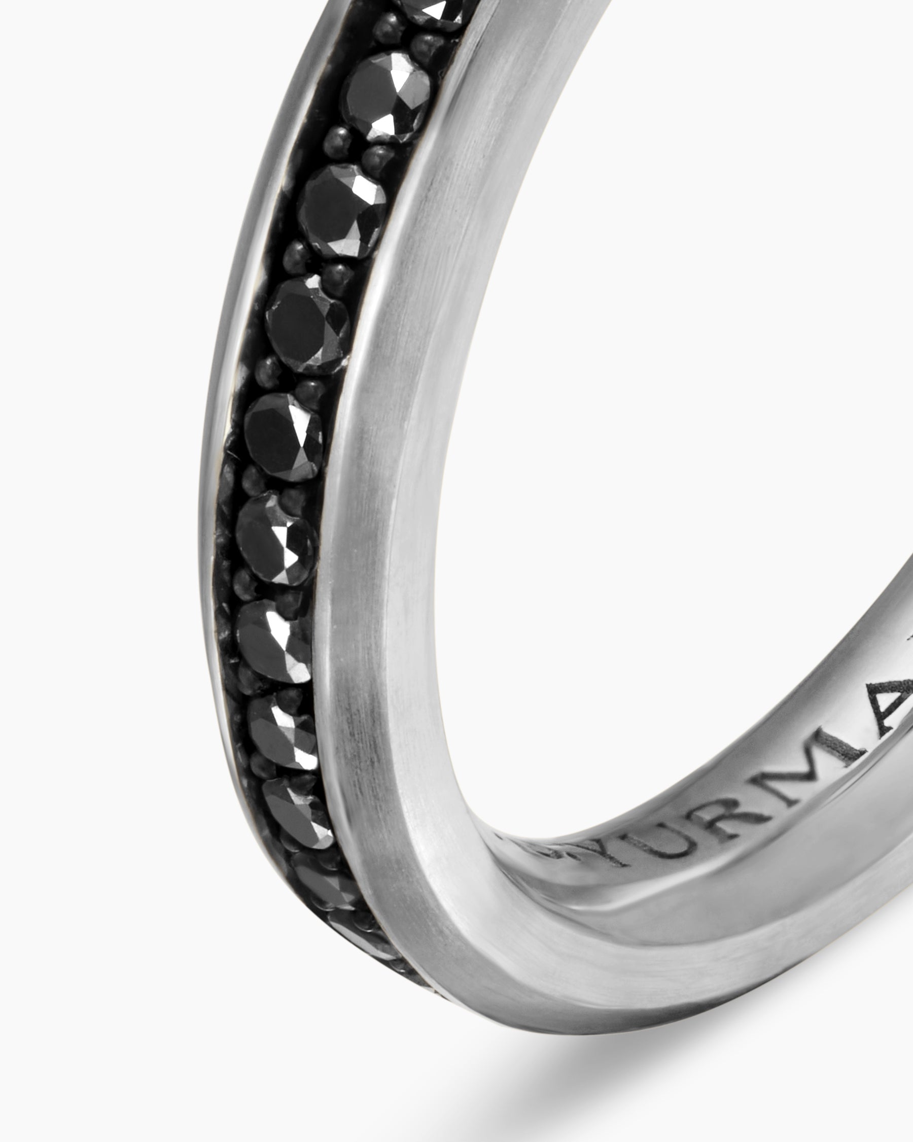Beveled Band Ring in 18K White Gold with Black Diamonds, 3.5mm - Image 6