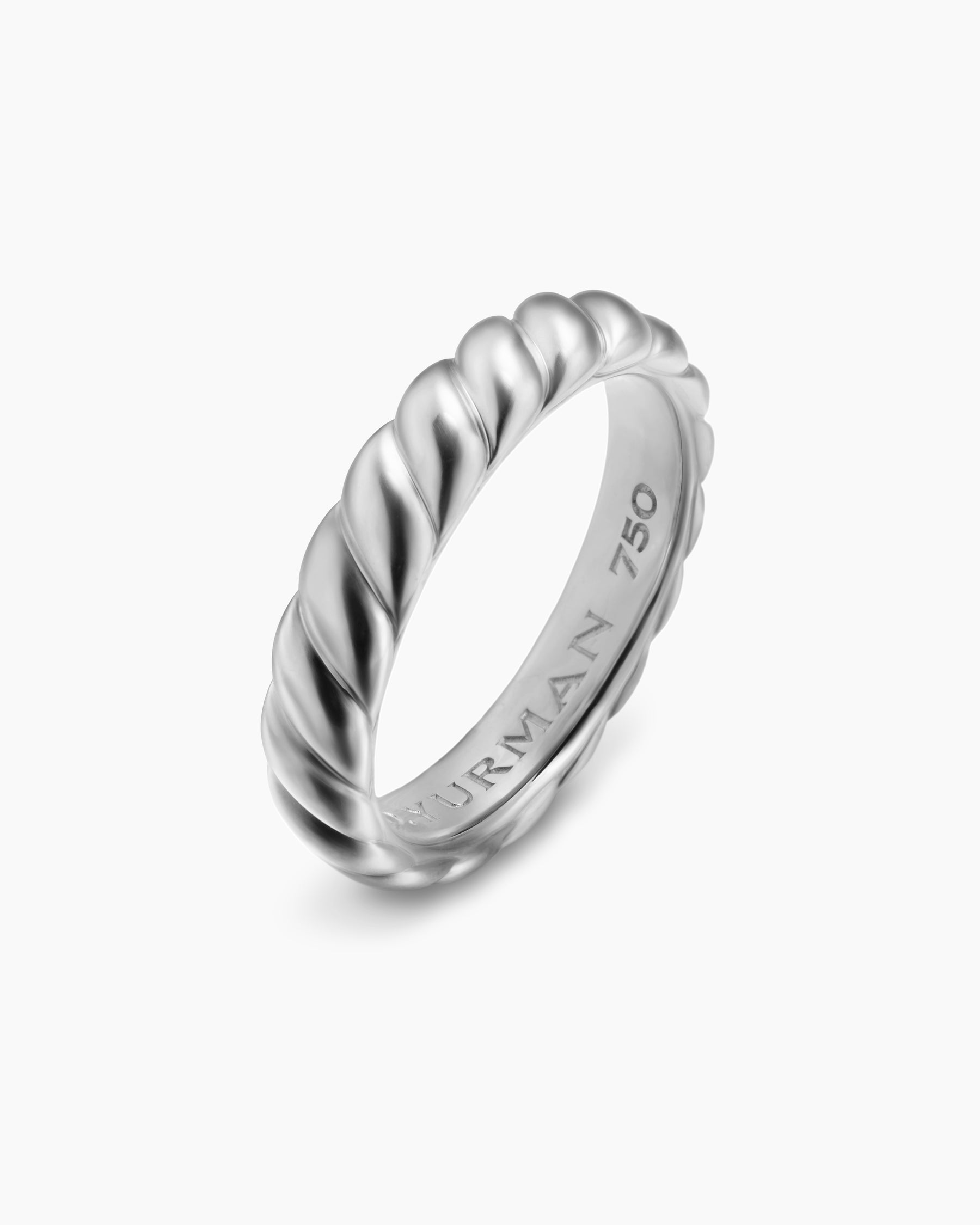 Sculpted Cable Band Ring in 18K White Gold, 5mm - Image 3