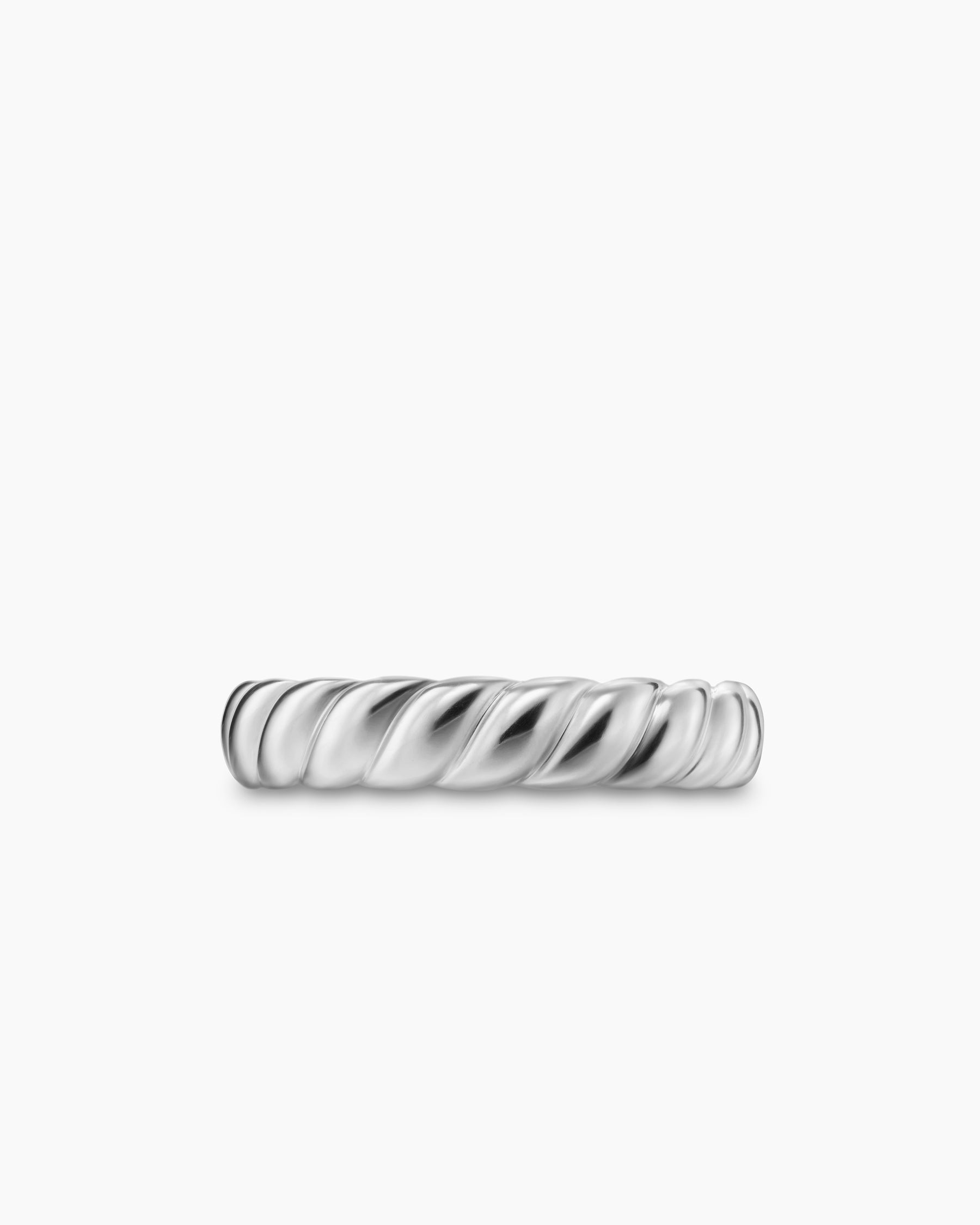 Sculpted Cable Band Ring in 18K White Gold, 5mm - Image 4