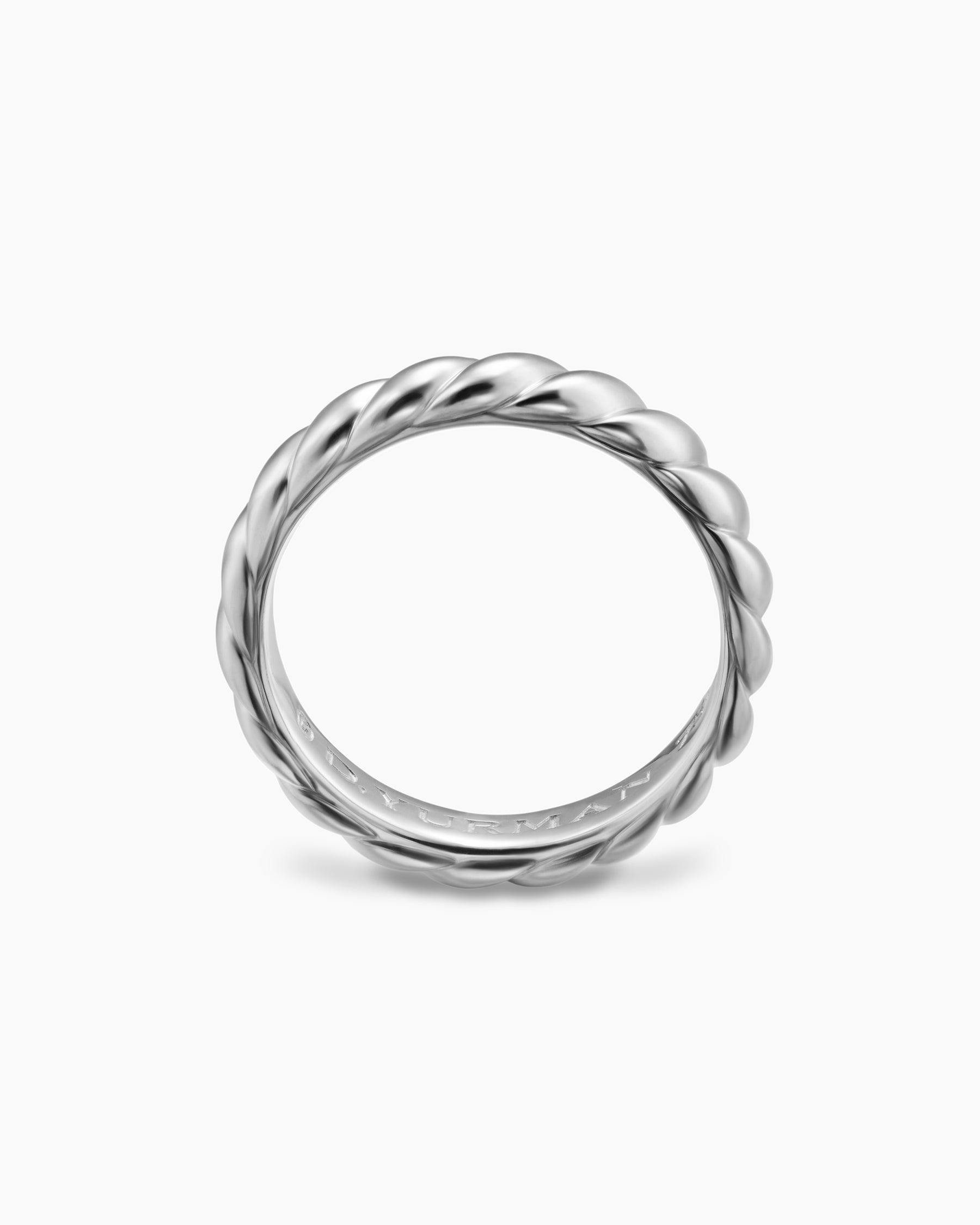 Sculpted Cable Band Ring in 18K White Gold, 5mm - Image 5