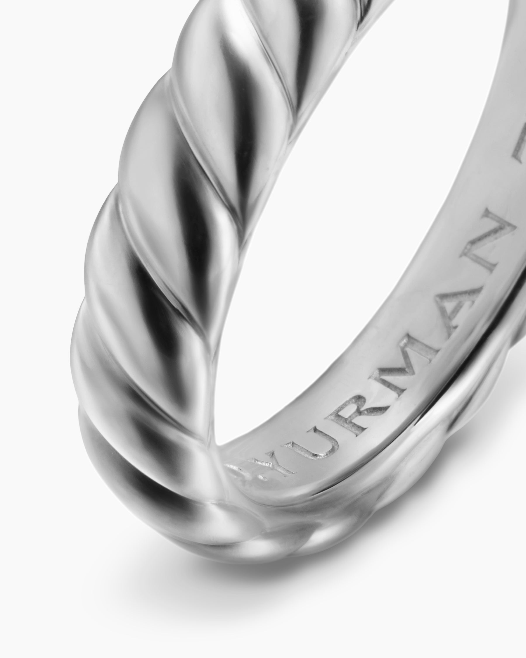 Sculpted Cable Band Ring in 18K White Gold, 5mm - Image 6
