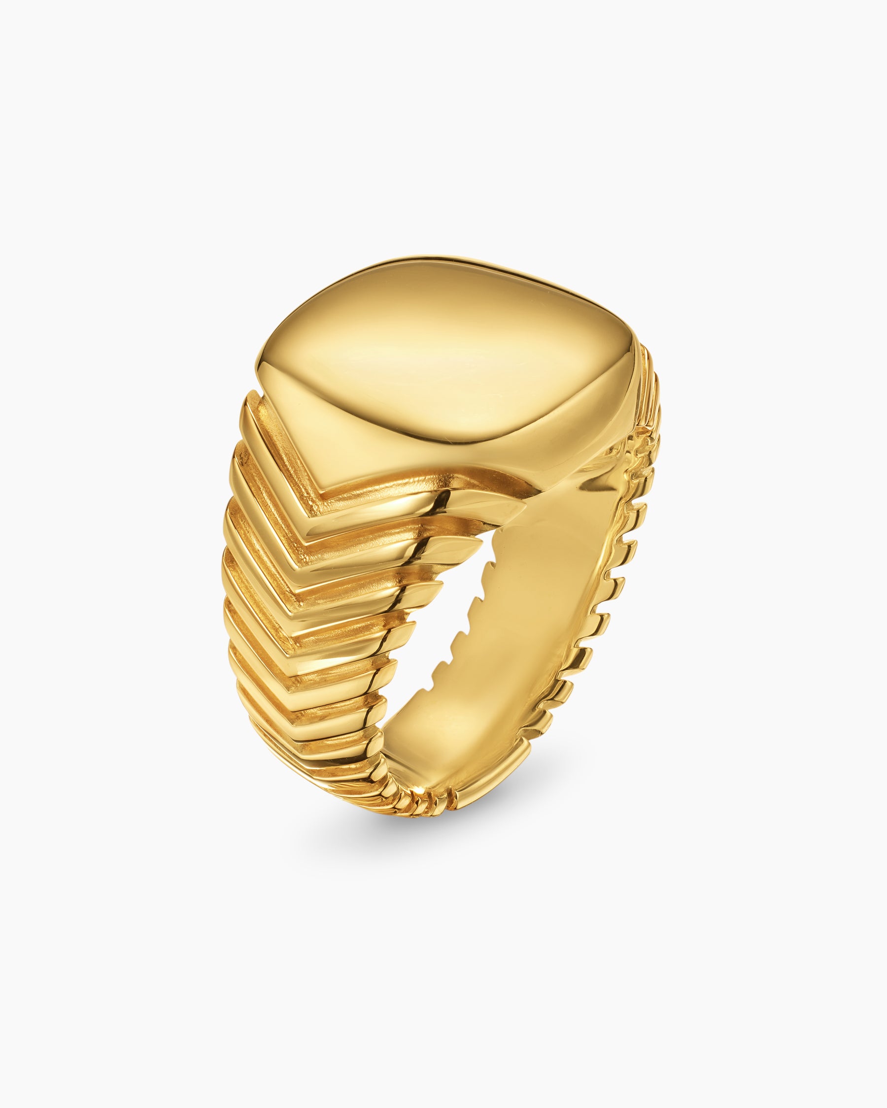 Chevron Signet Ring in 18K Yellow Gold, 18mm - Image 3