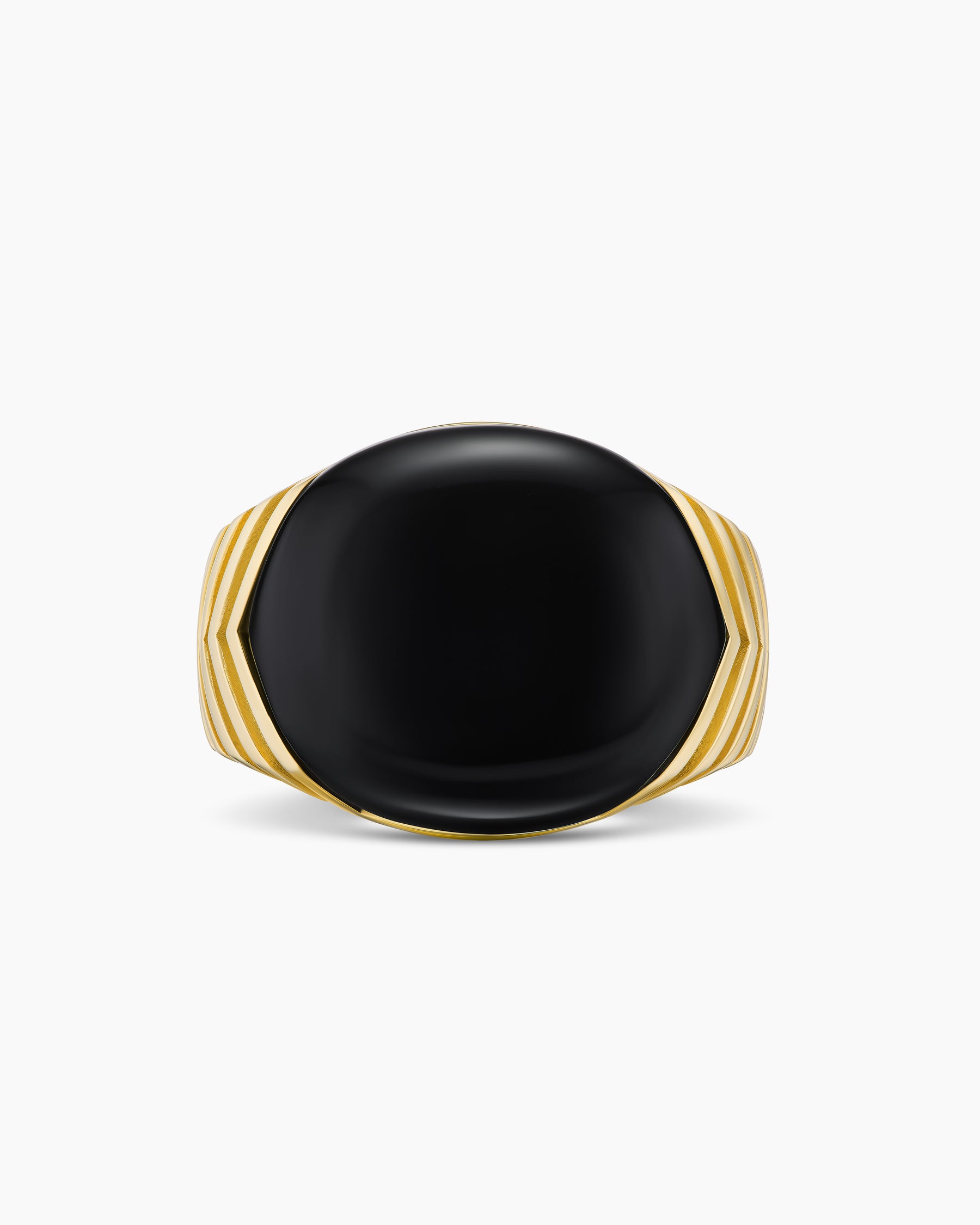Chevron Signet Ring in 18K Yellow Gold with Black Onyx, 18mm - Image 4