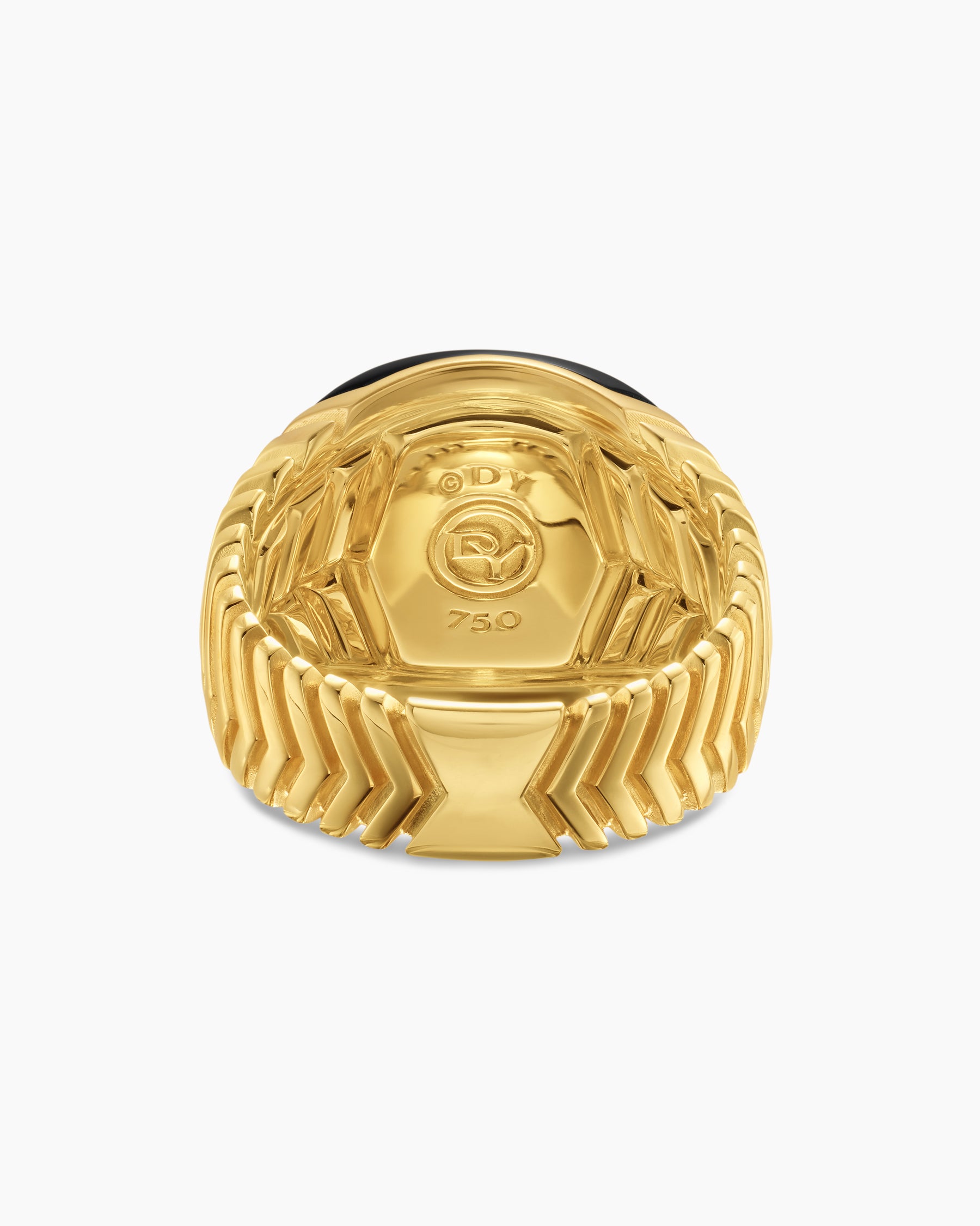 Chevron Signet Ring in 18K Yellow Gold with Black Onyx, 18mm - Image 6