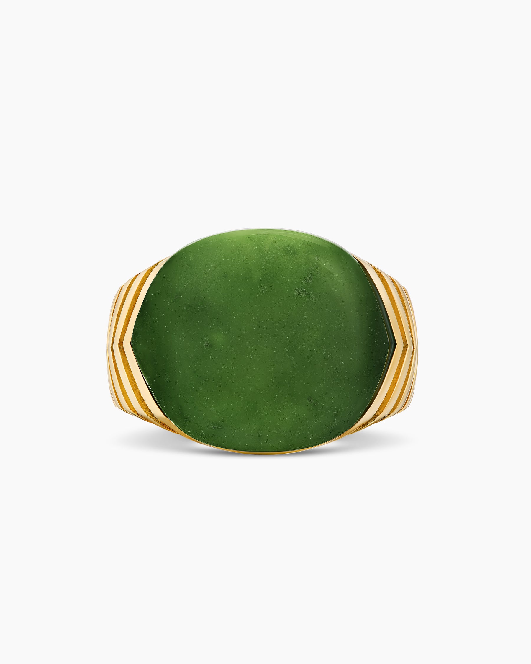 Chevron Signet Ring in 18K Yellow Gold with Nephrite Jade, 18mm - Image 4