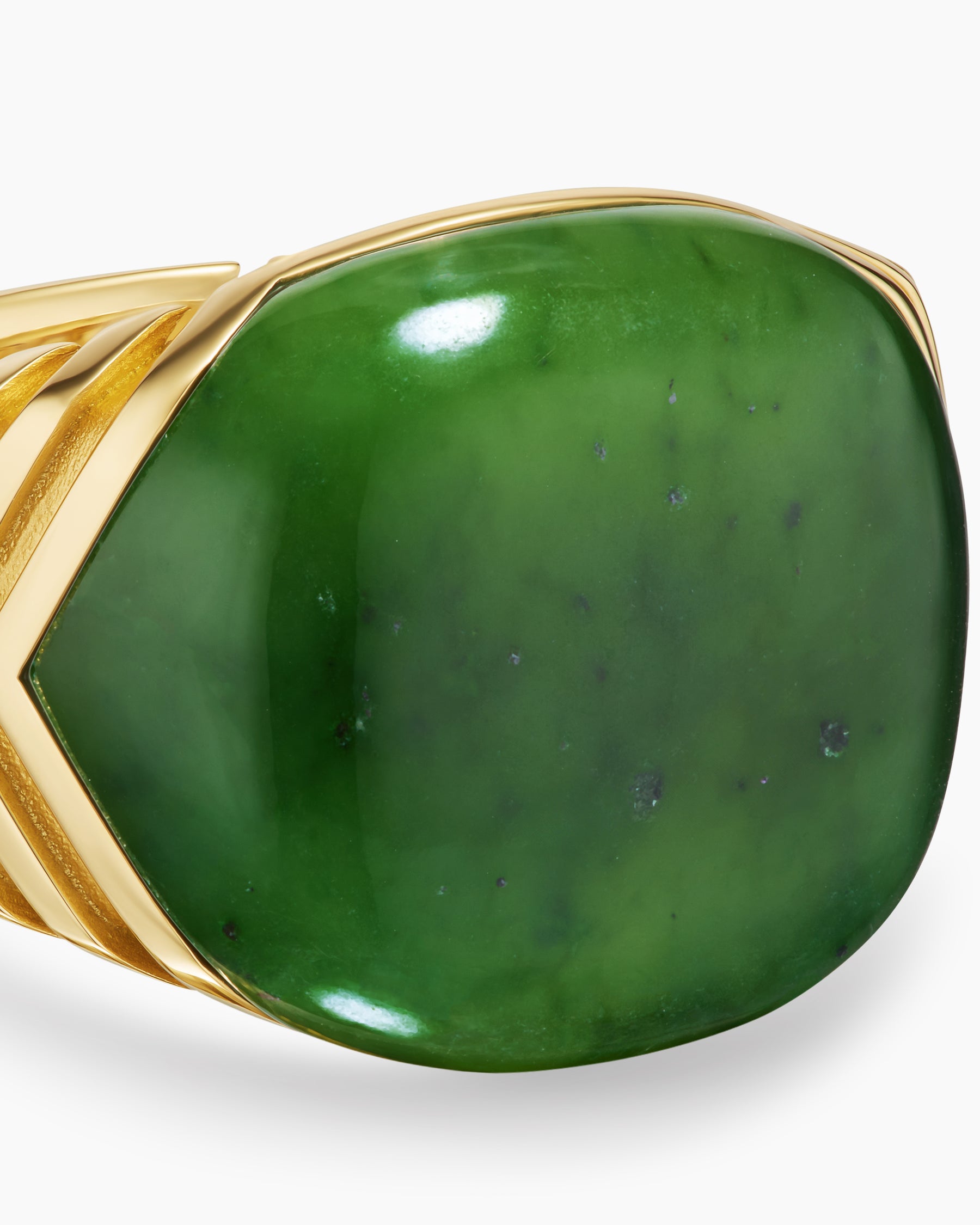 Chevron Signet Ring in 18K Yellow Gold with Nephrite Jade, 18mm - Image 5