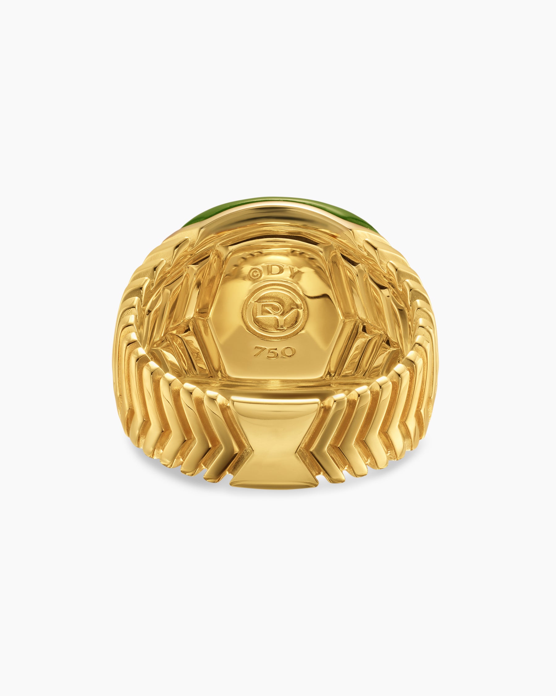 Chevron Signet Ring in 18K Yellow Gold with Nephrite Jade, 18mm - Image 6