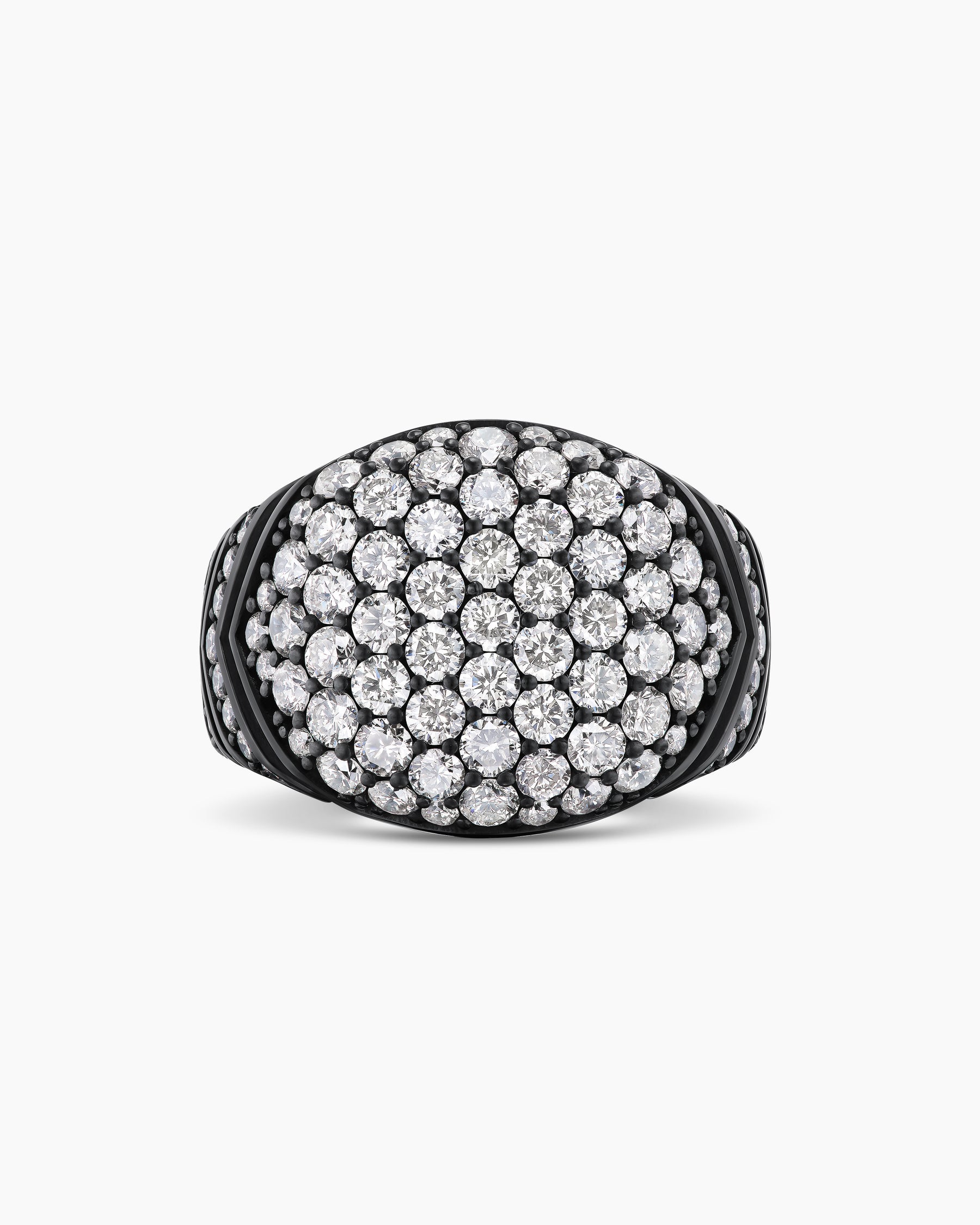 Chevron Signet Ring in Black Titanium with Diamonds, 18mm - Image 4