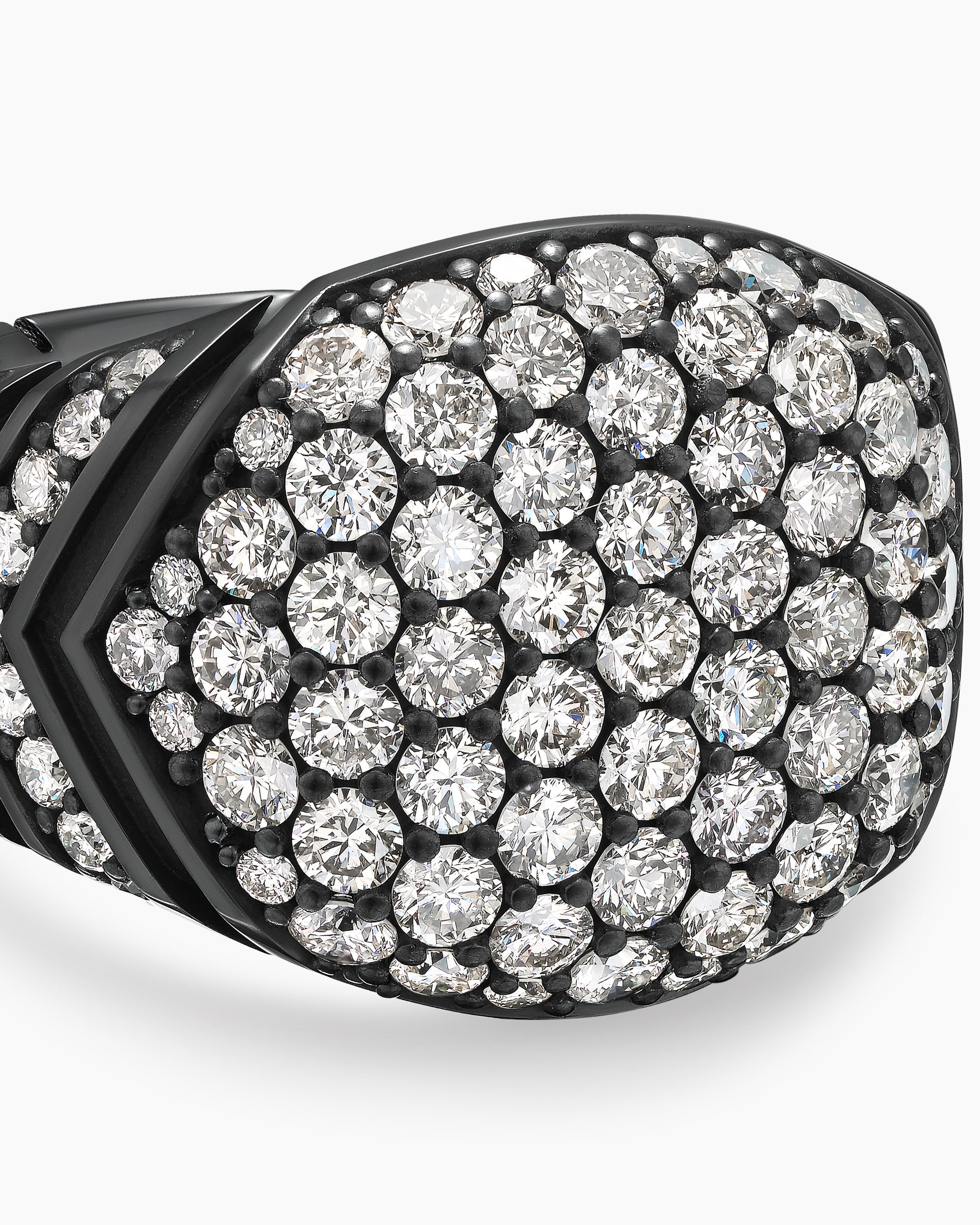 Chevron Signet Ring in Black Titanium with Diamonds, 18mm - Image 5
