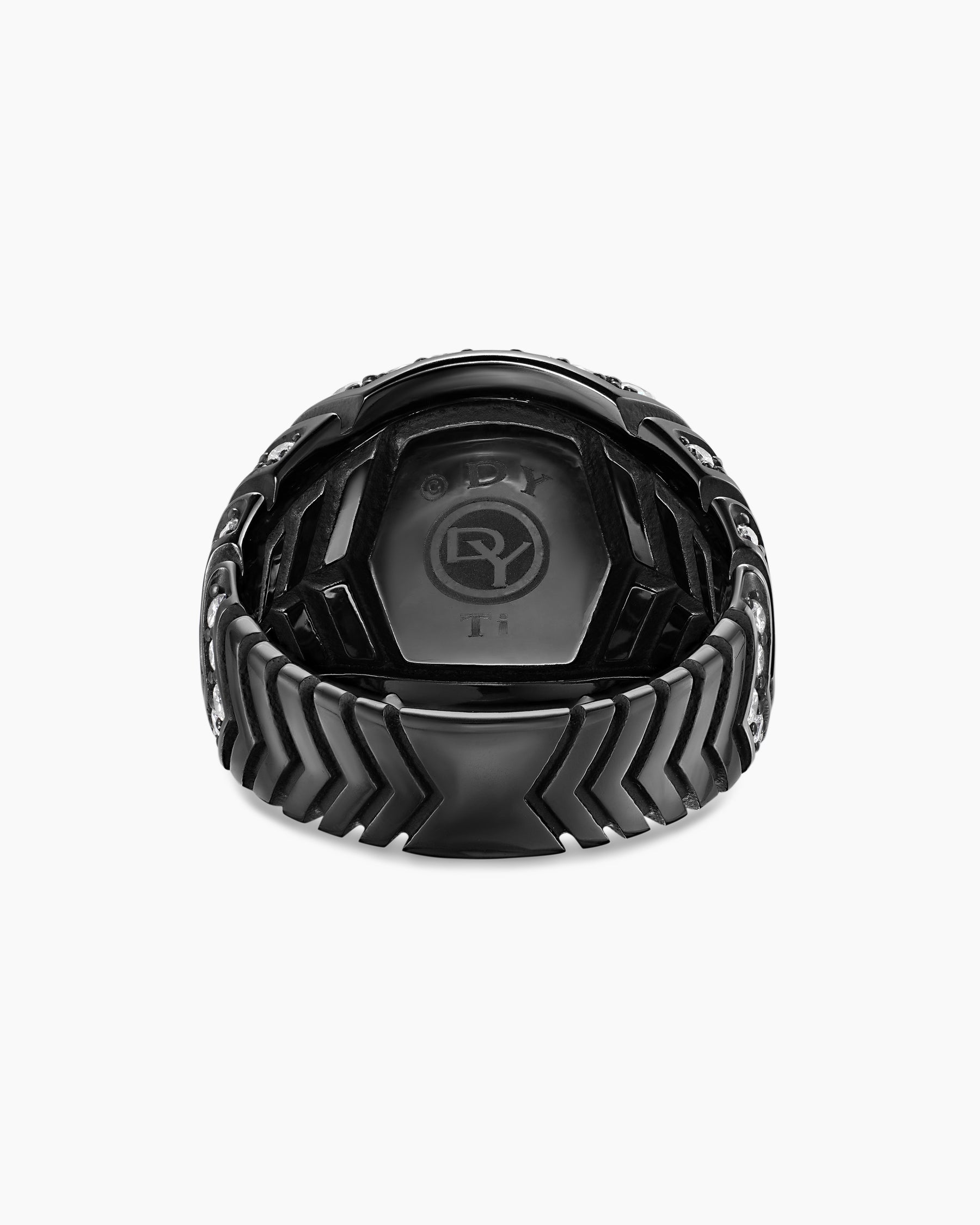 Chevron Signet Ring in Black Titanium with Diamonds, 18mm - Image 6