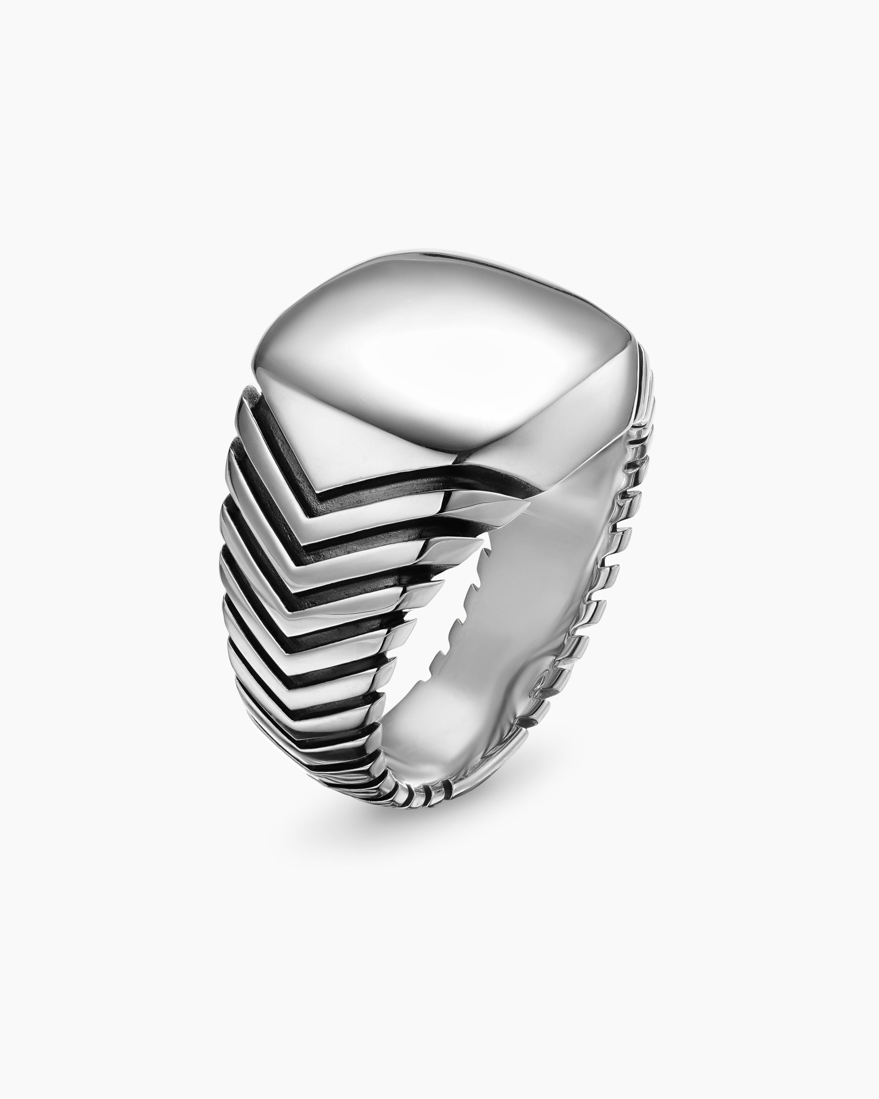Chevron Signet Ring in Sterling Silver, 18mm - Image 3
