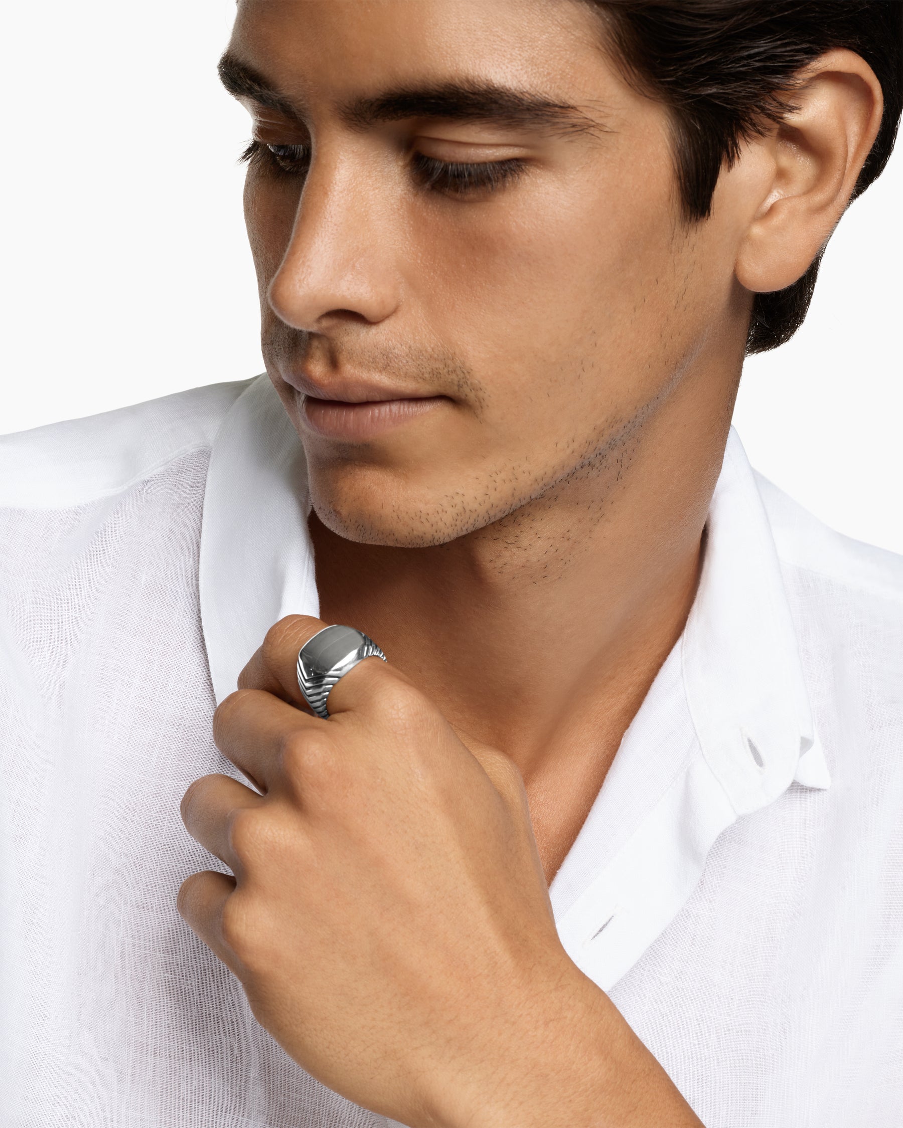 Alternative view of Chevron Signet Ring in Sterling Silver, 18mm