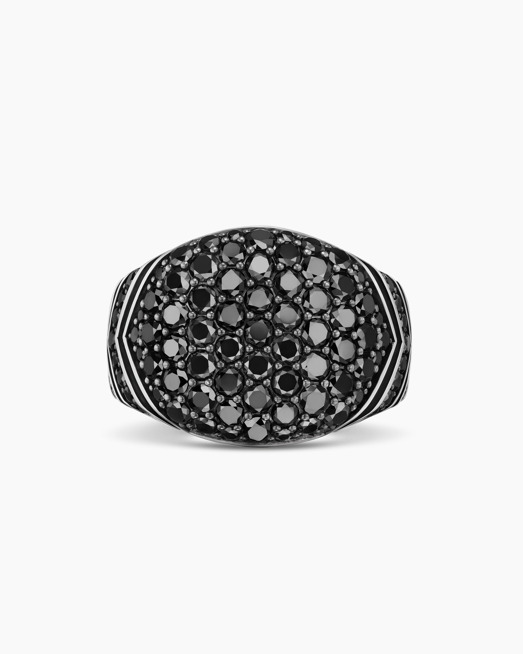 Chevron Signet Ring in Sterling Silver with Black Diamonds, 18mm - Image 4