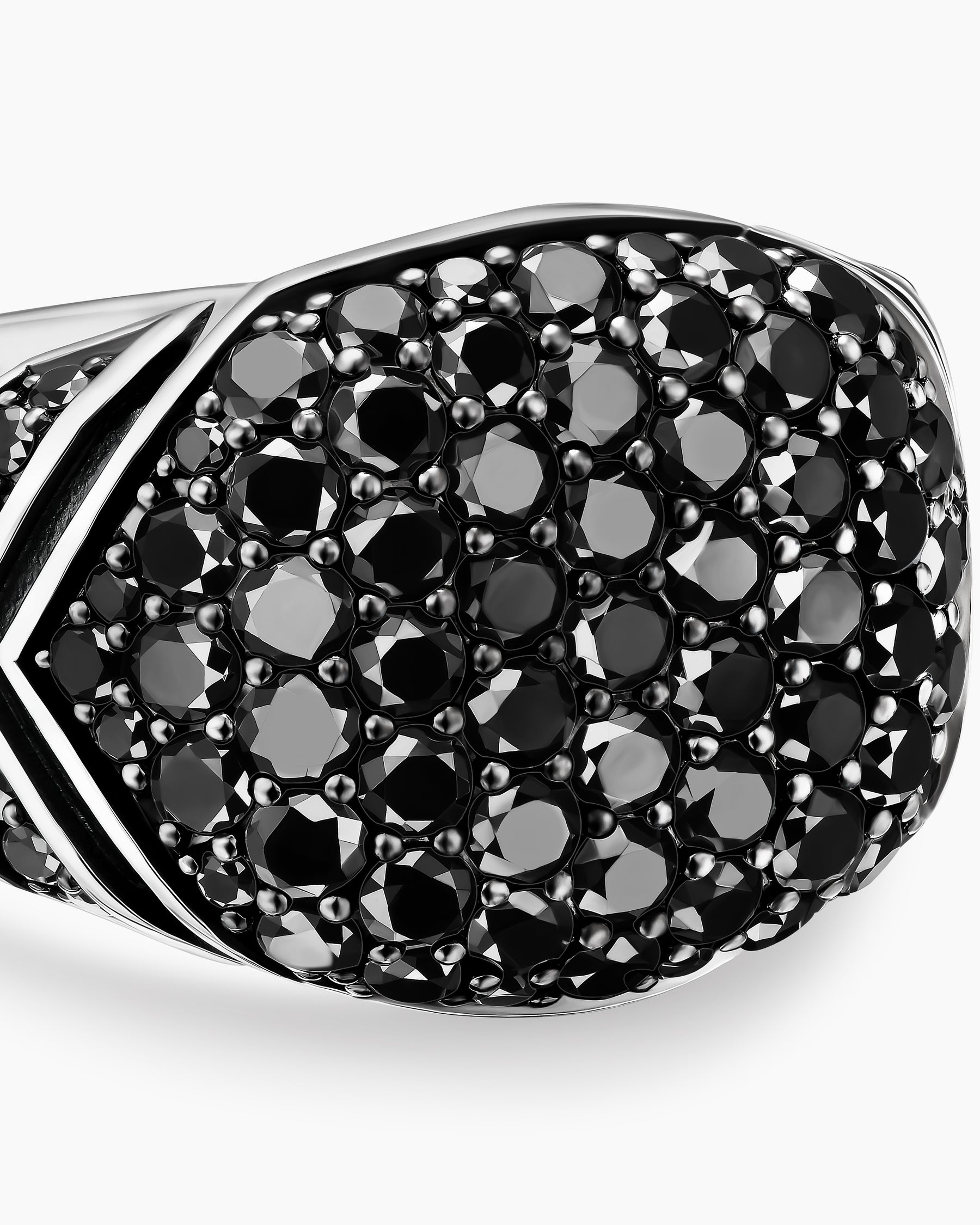 Chevron Signet Ring in Sterling Silver with Black Diamonds, 18mm - Image 5