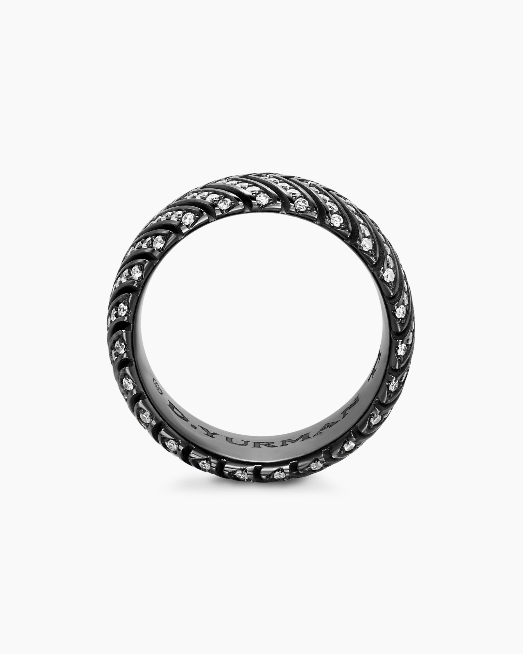 Chevron Band Ring in Black Titanium with Diamonds, 10mm - Image 5