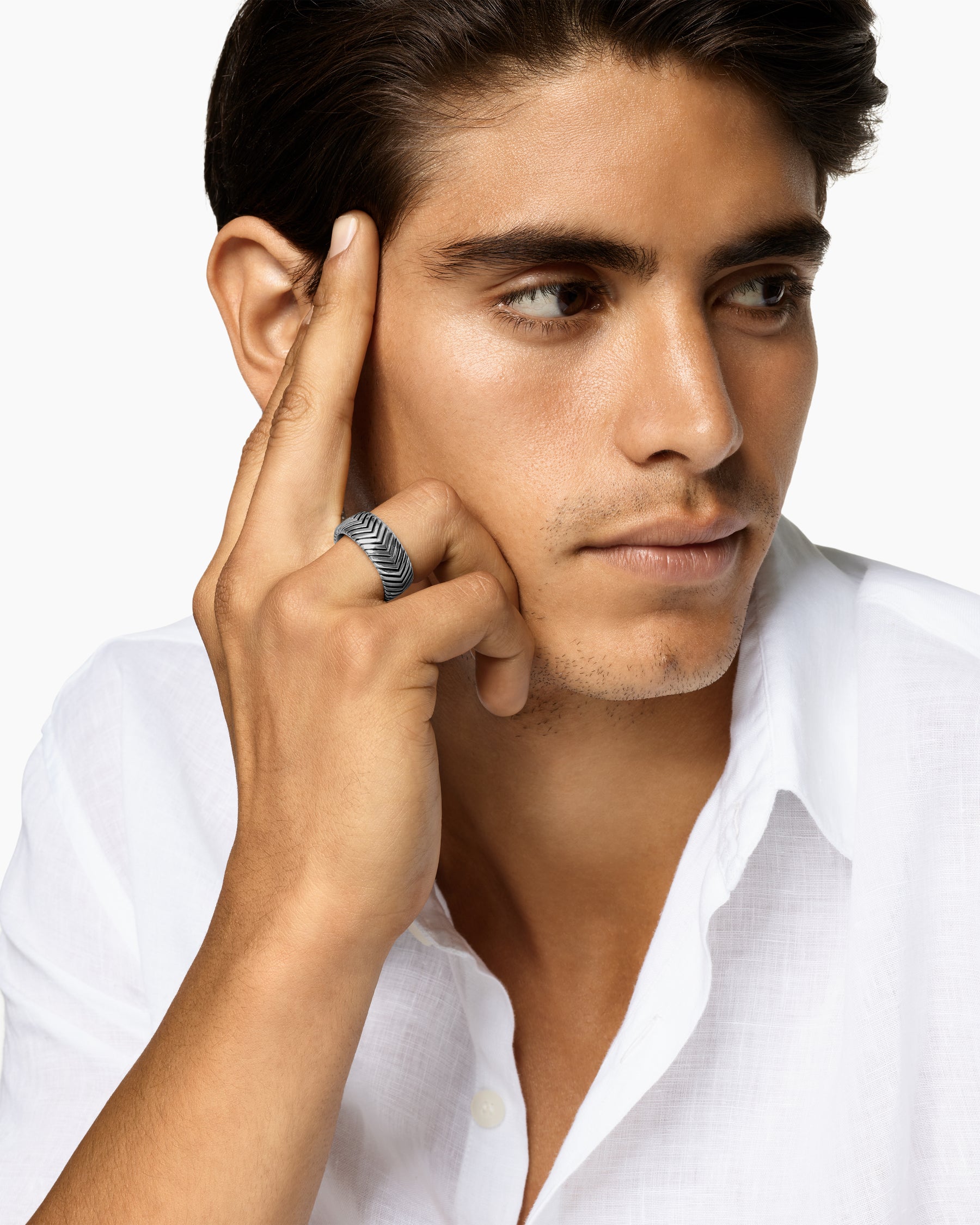 Alternative view of Chevron Band Ring in Sterling Silver, 10mm