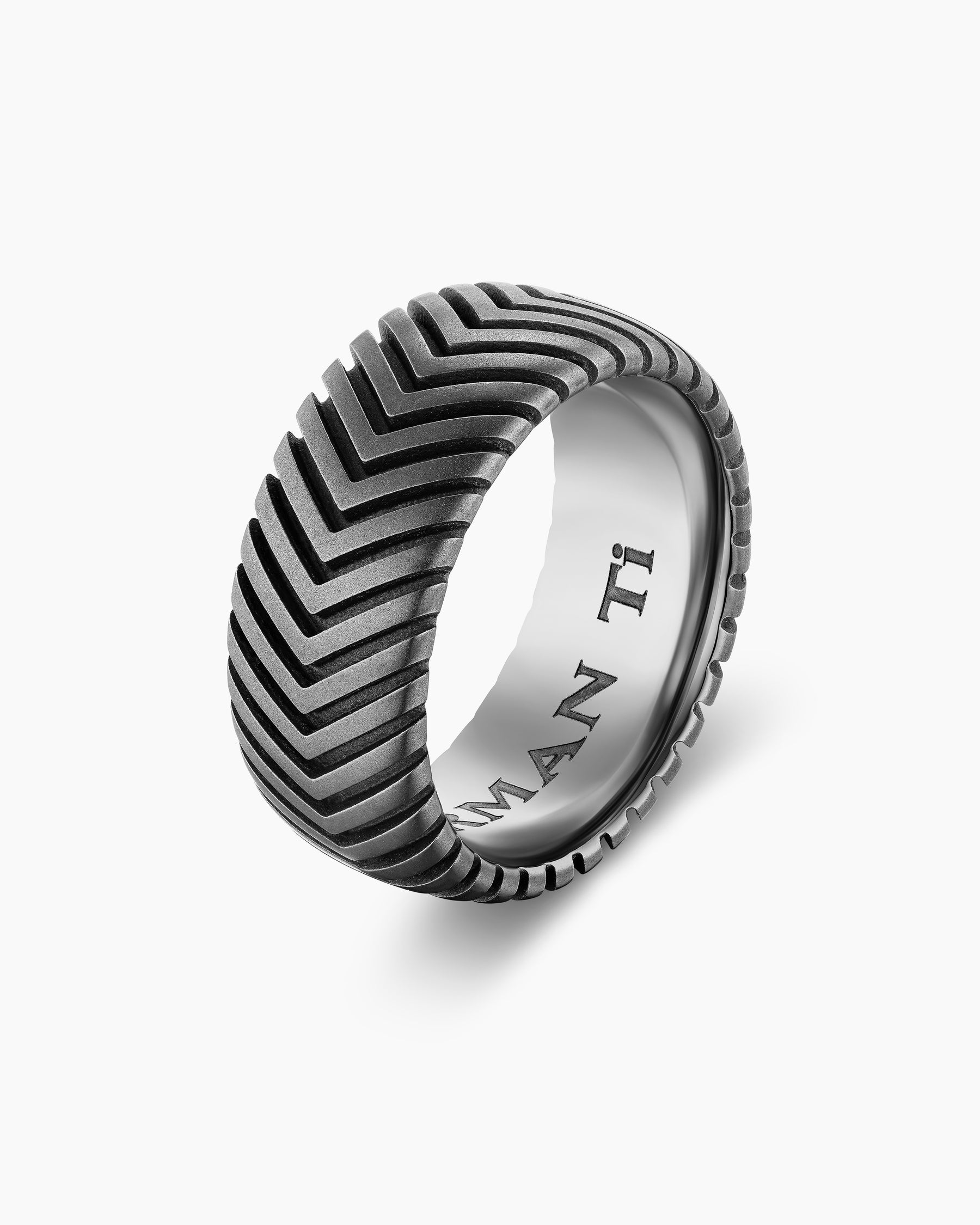 Chevron Band Ring in Anthracite Titanium, 10mm - Image 3