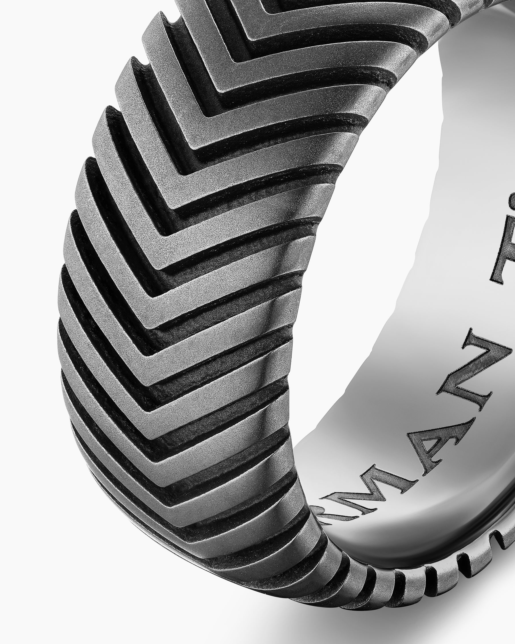 Chevron Band Ring in Anthracite Titanium, 10mm - Image 6