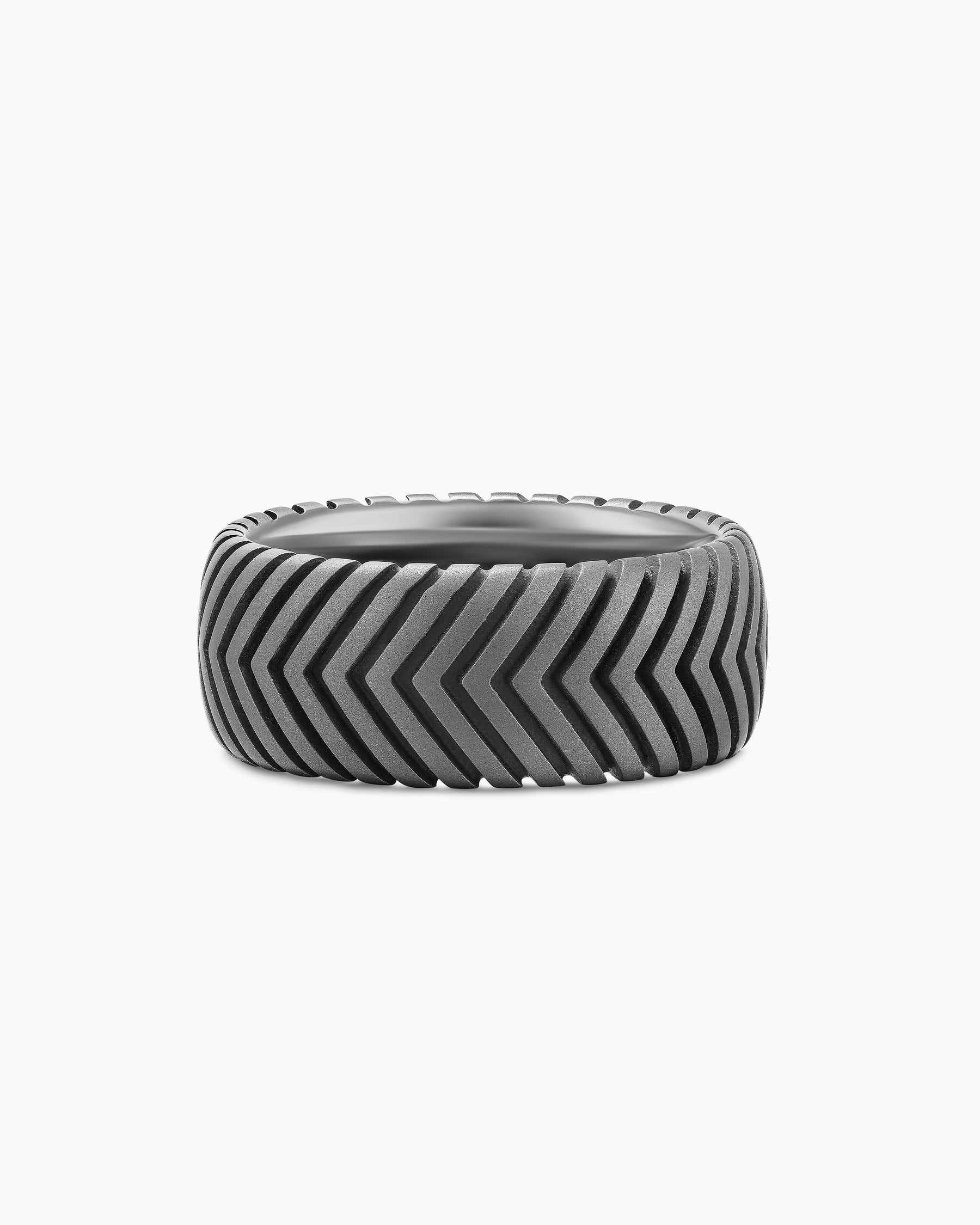 Chevron Band Ring in Anthracite Titanium, 10mm