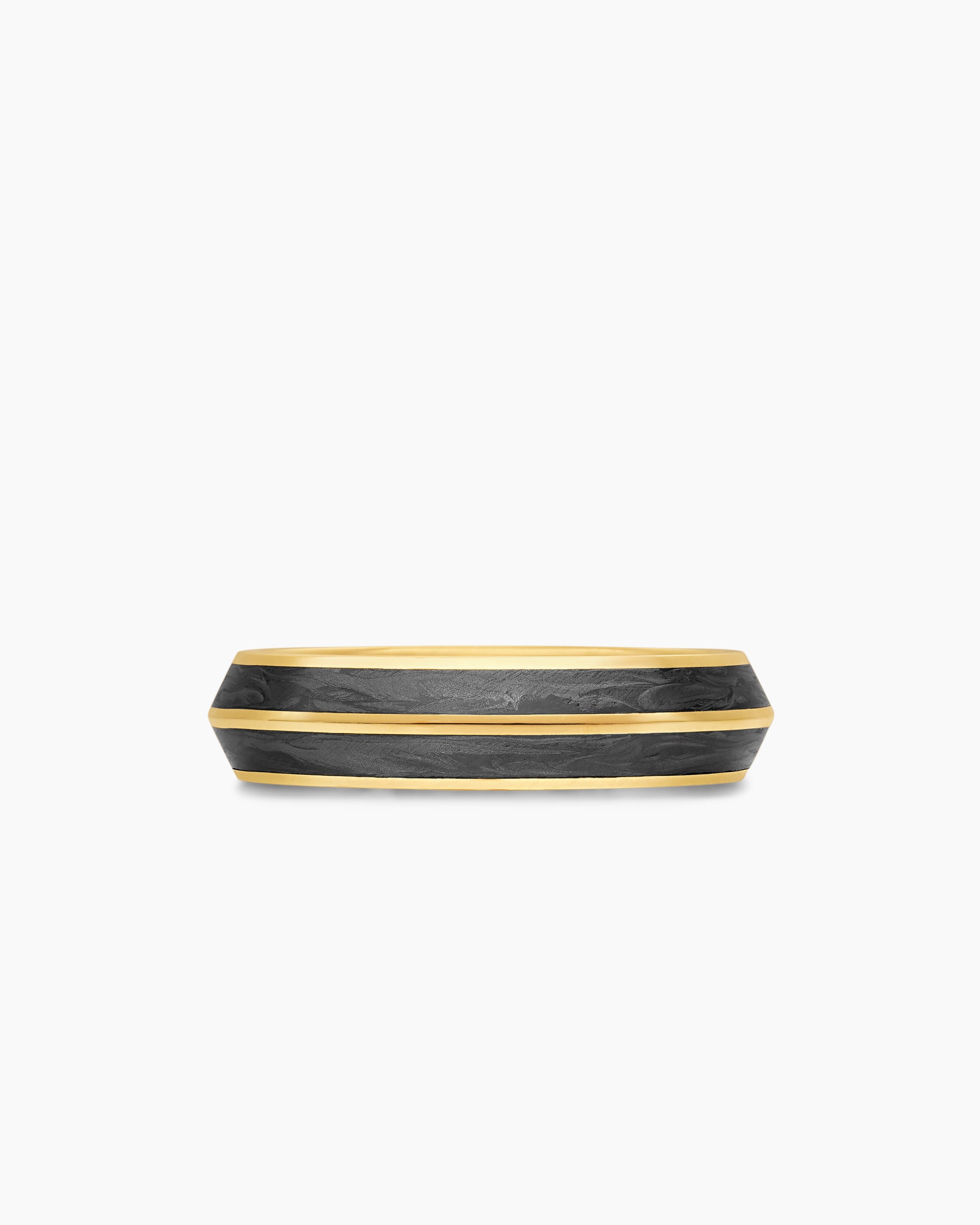 Knife Edge Band Ring in 18K Yellow Gold with Forged Carbon, 6mm - Image 4