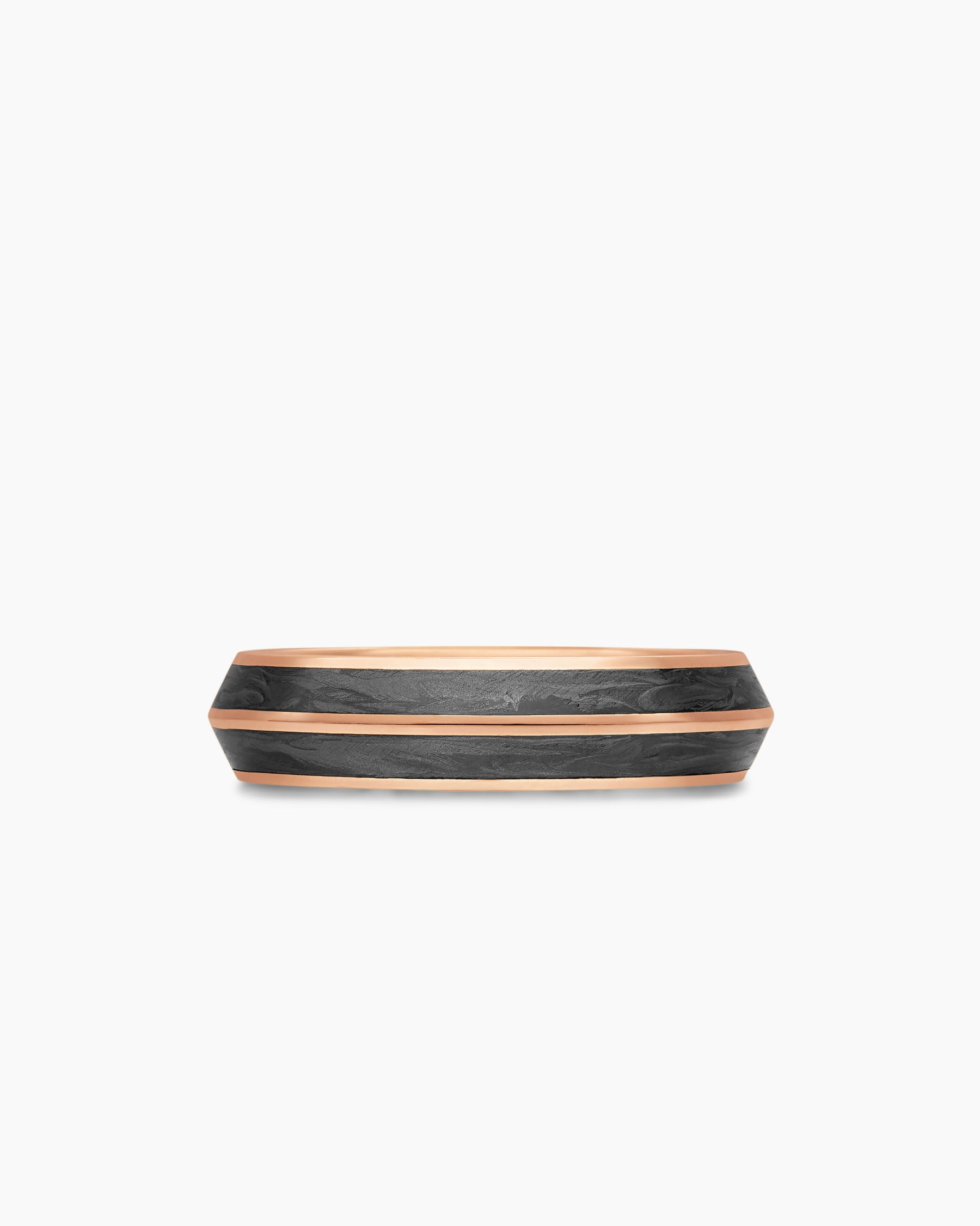 Knife Edge Band Ring in 18K Rose Gold with Forged Carbon, 6mm - Image 4