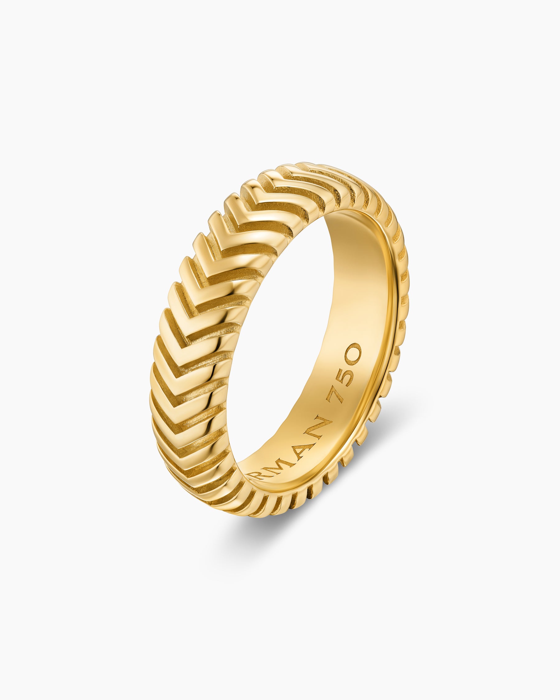 Chevron Band Ring in 18K Yellow Gold, 6mm - Image 3