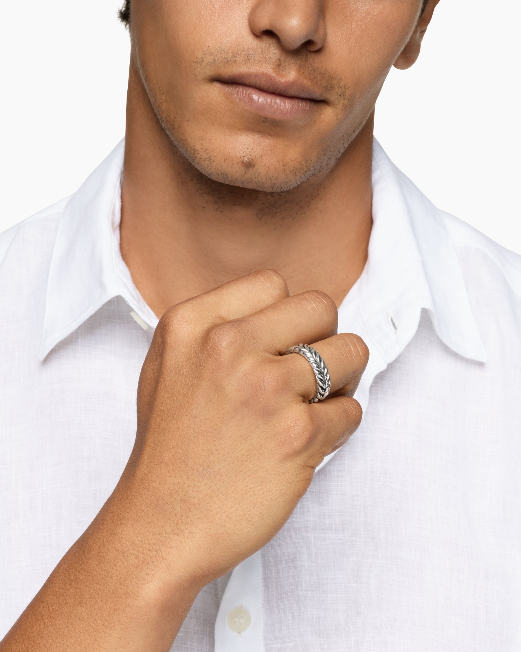 Alternative view of Chevron Band Ring in Sterling Silver, 6.2mm