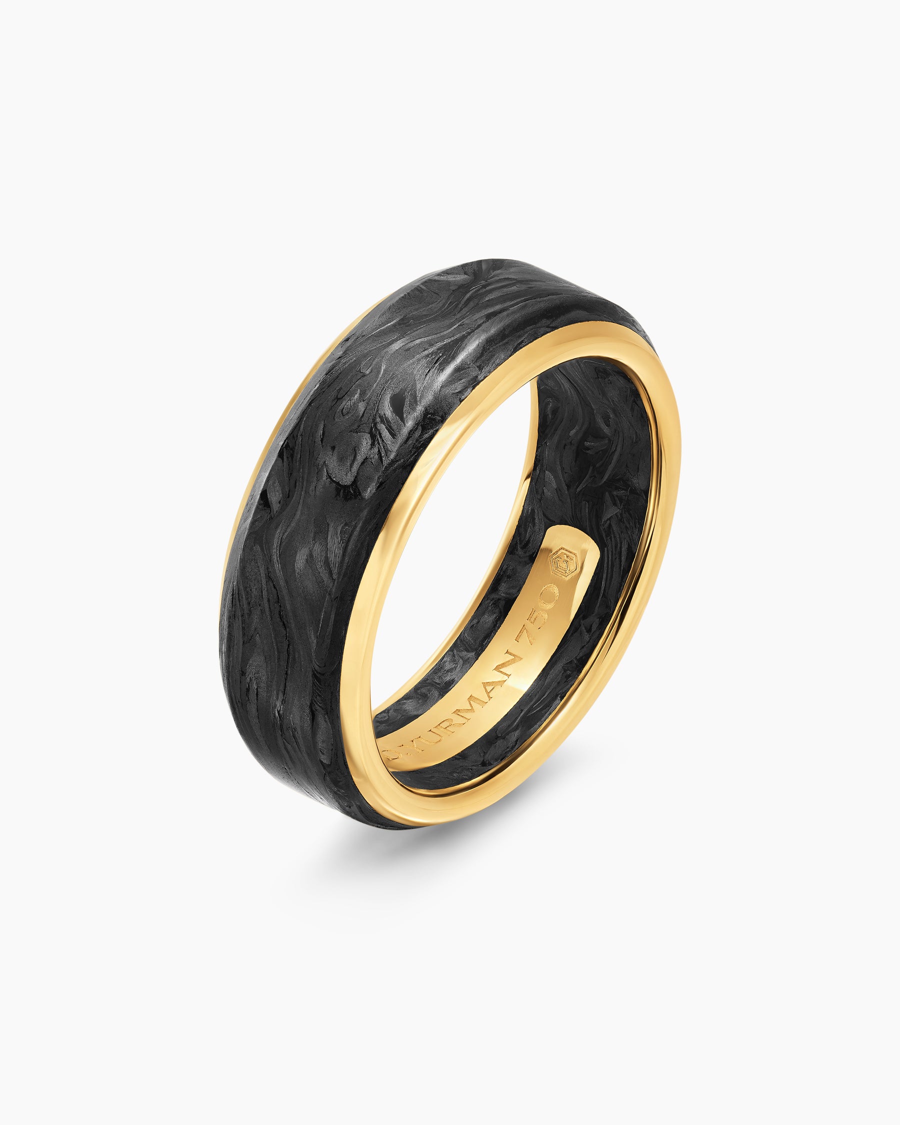 Streamline Band Ring in 18K Yellow Gold with Forged Carbon, 8mm - Image 3
