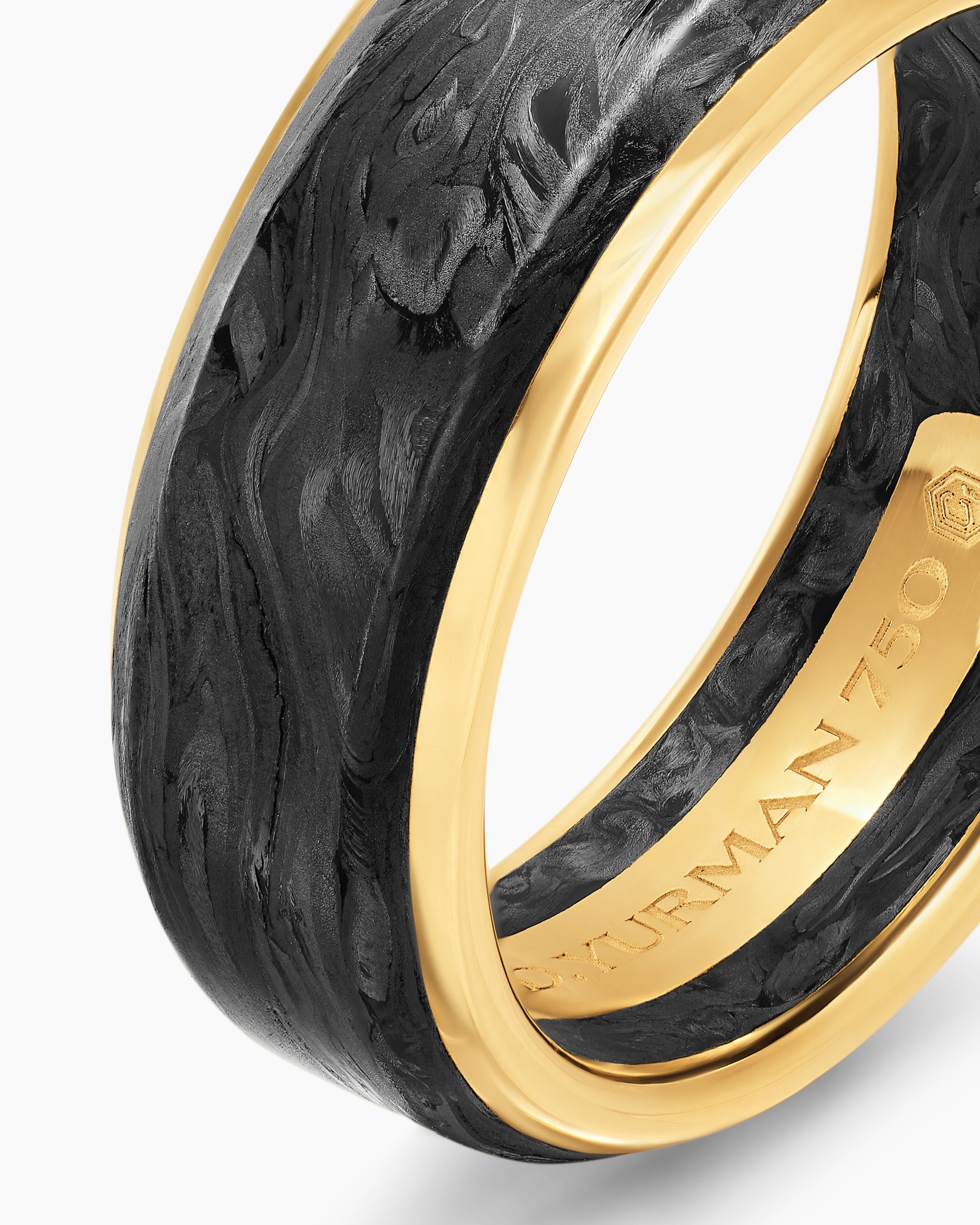 Streamline Band Ring in 18K Yellow Gold with Forged Carbon, 8mm - Image 5