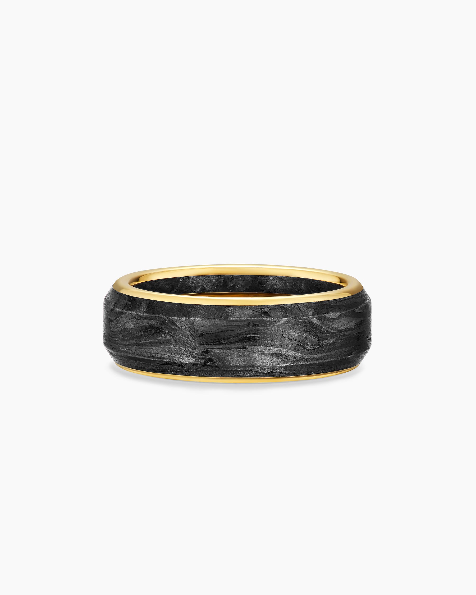 Streamline Band Ring in 18K Yellow Gold with Forged Carbon, 8mm